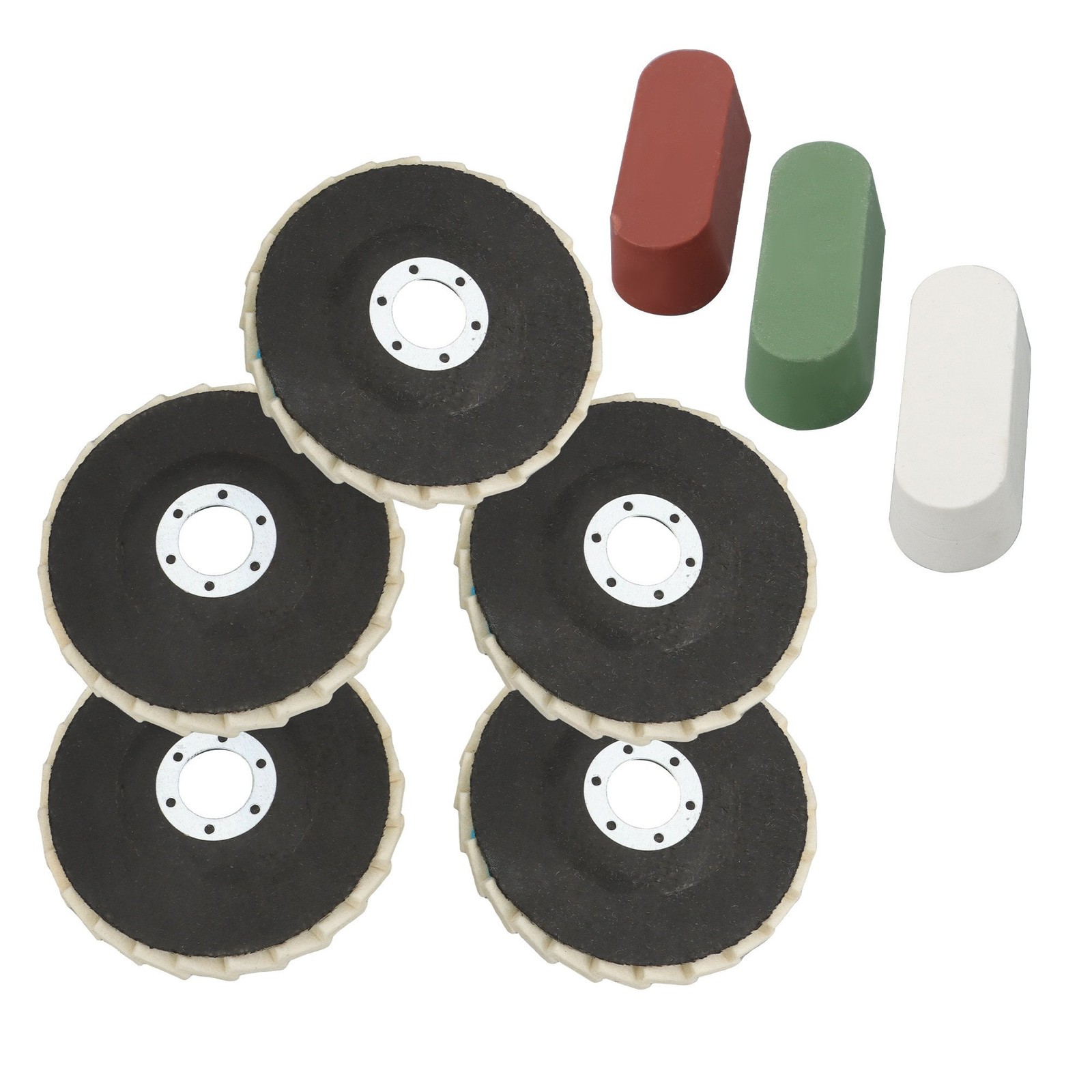 8 Pcs Wool Polishing Wheel Discs 4.5″ x 7/8″ Buffing Wheel & Buffing Compound