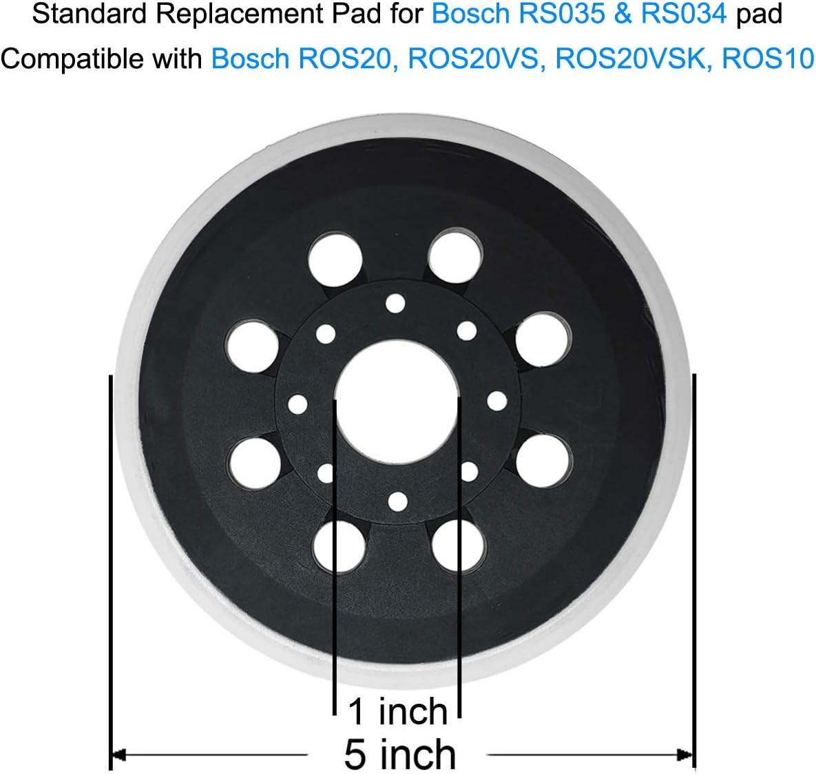 2 Pack 5 Inch 8 Hole Hook & Loop Replacement Sander Pad for 5″ Bosch ROS20VS,