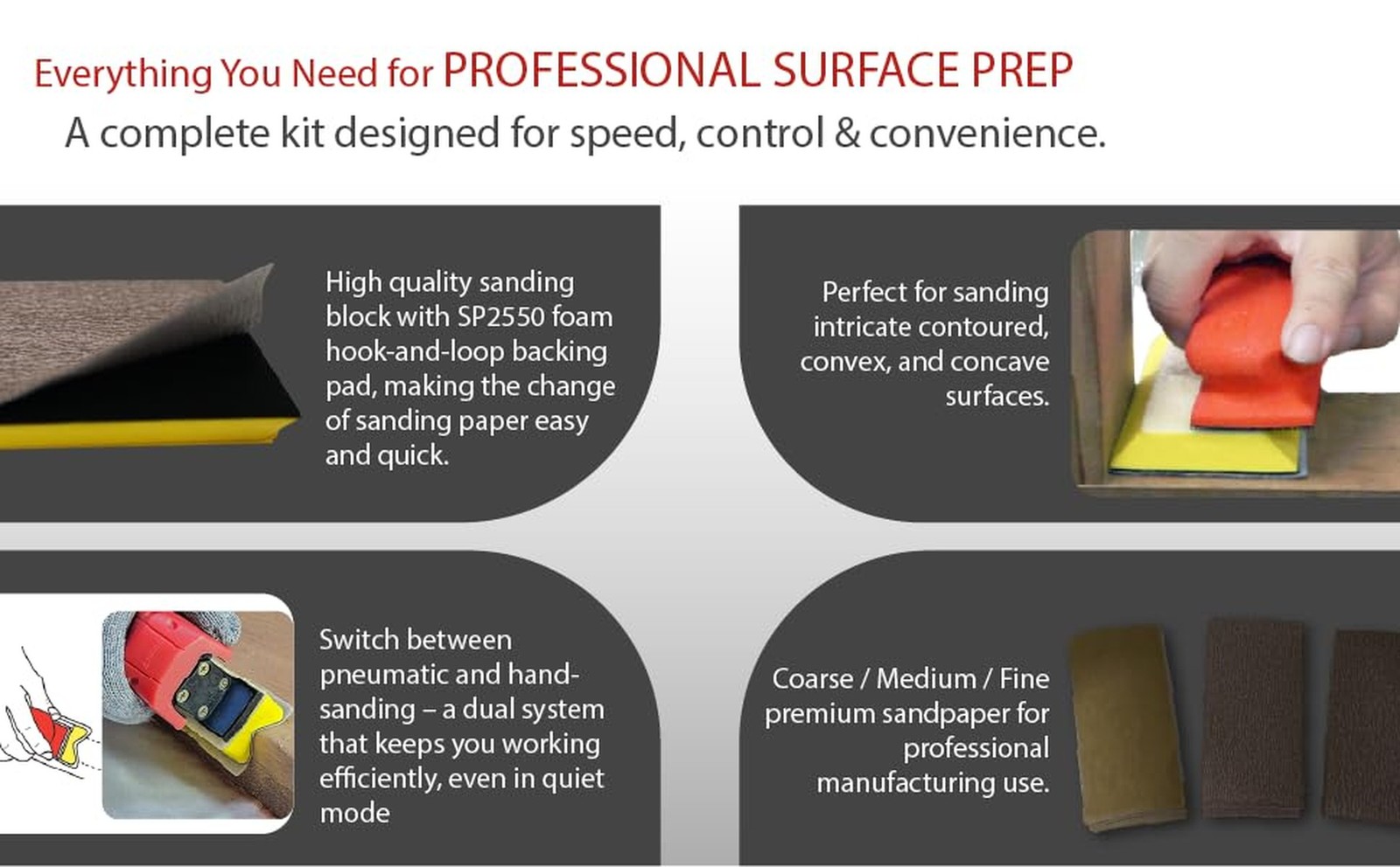 Air Straight Line Sander+ Interchangeable Contoured Profile Block&Sandpaper |…