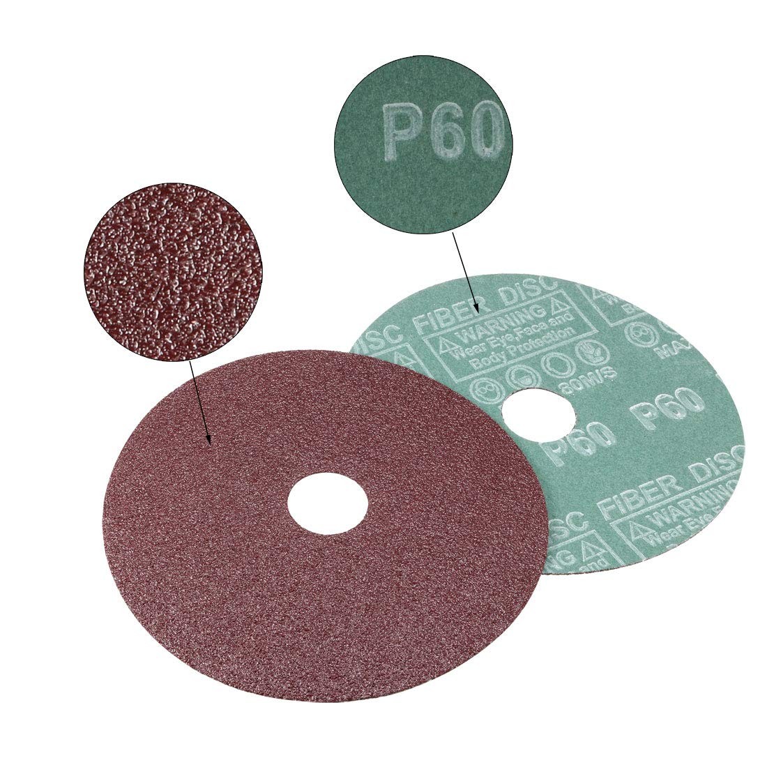 uxcell 5-Inch x 7/8-Inch Aluminum Oxide Resin Fiber Discs, Center 60 Grit