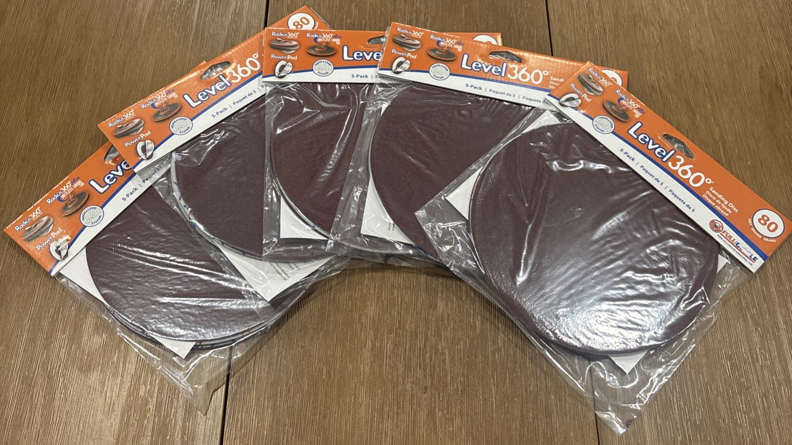 LEVEL 360 Sanding Disc 80 Grit – Case Of 5 X 5 Packs (25 Discs) – Use W/ PC7800