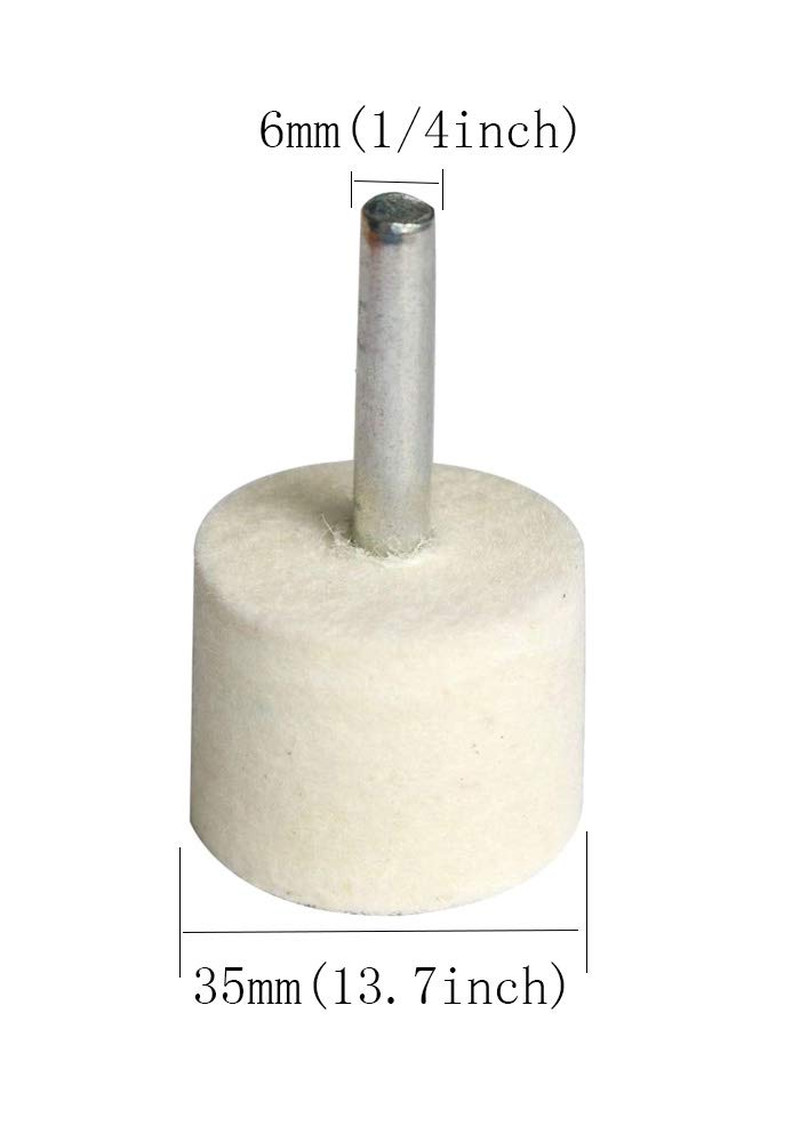 10 Pieces 1/4” Shank Wool Felt Polishing/Buffing Wheel Grinding Head Fits Elect