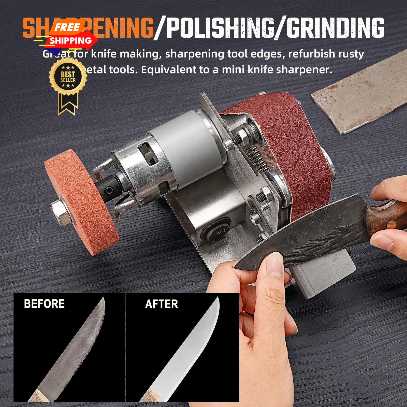 Mini Electric Belt-Sander Knife-Sharpener Sanding Machine – Small Bench…