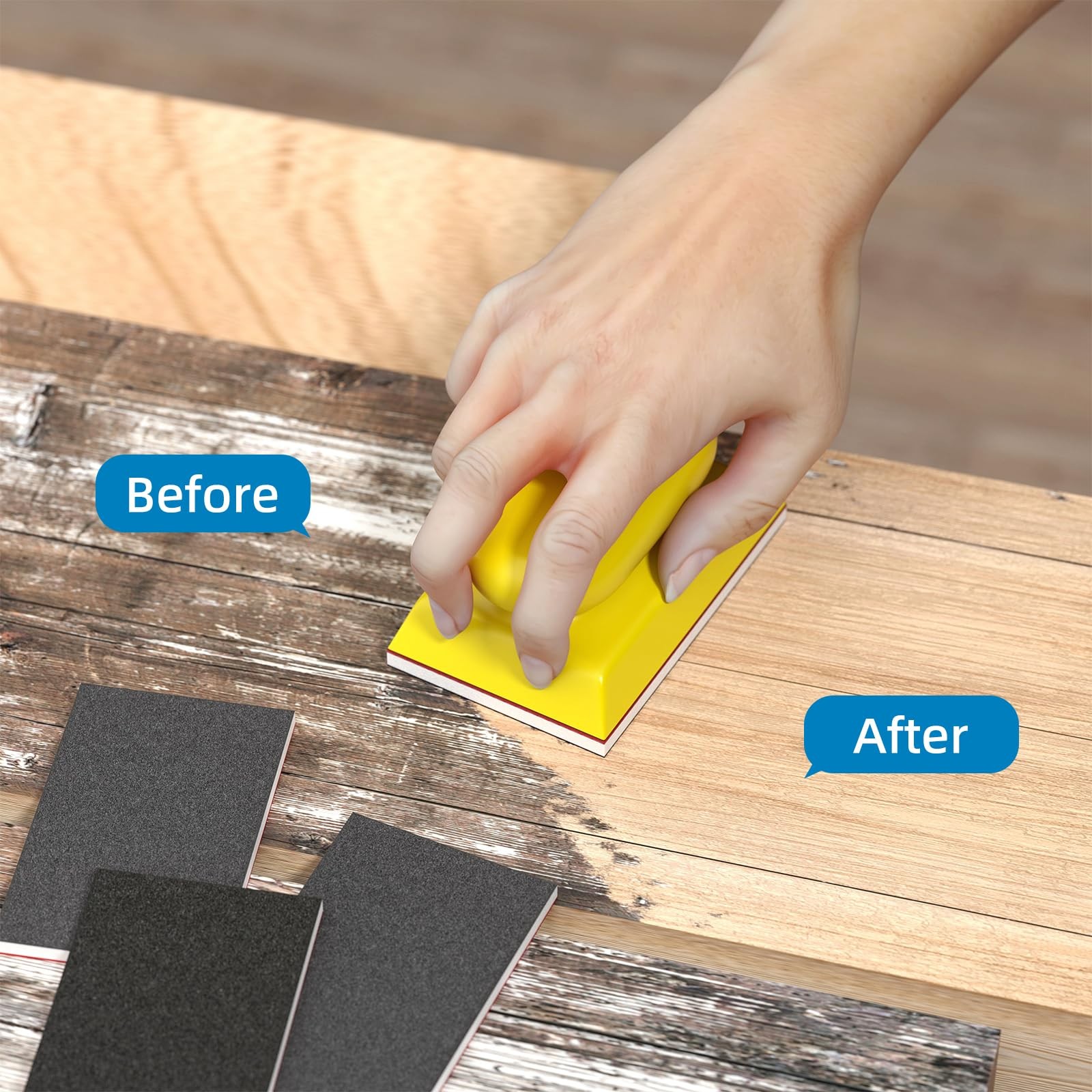 Sanding Sponge Set Reusable 3×4 Inch Wet Dry Foam Blocks Wood Furniture Metal