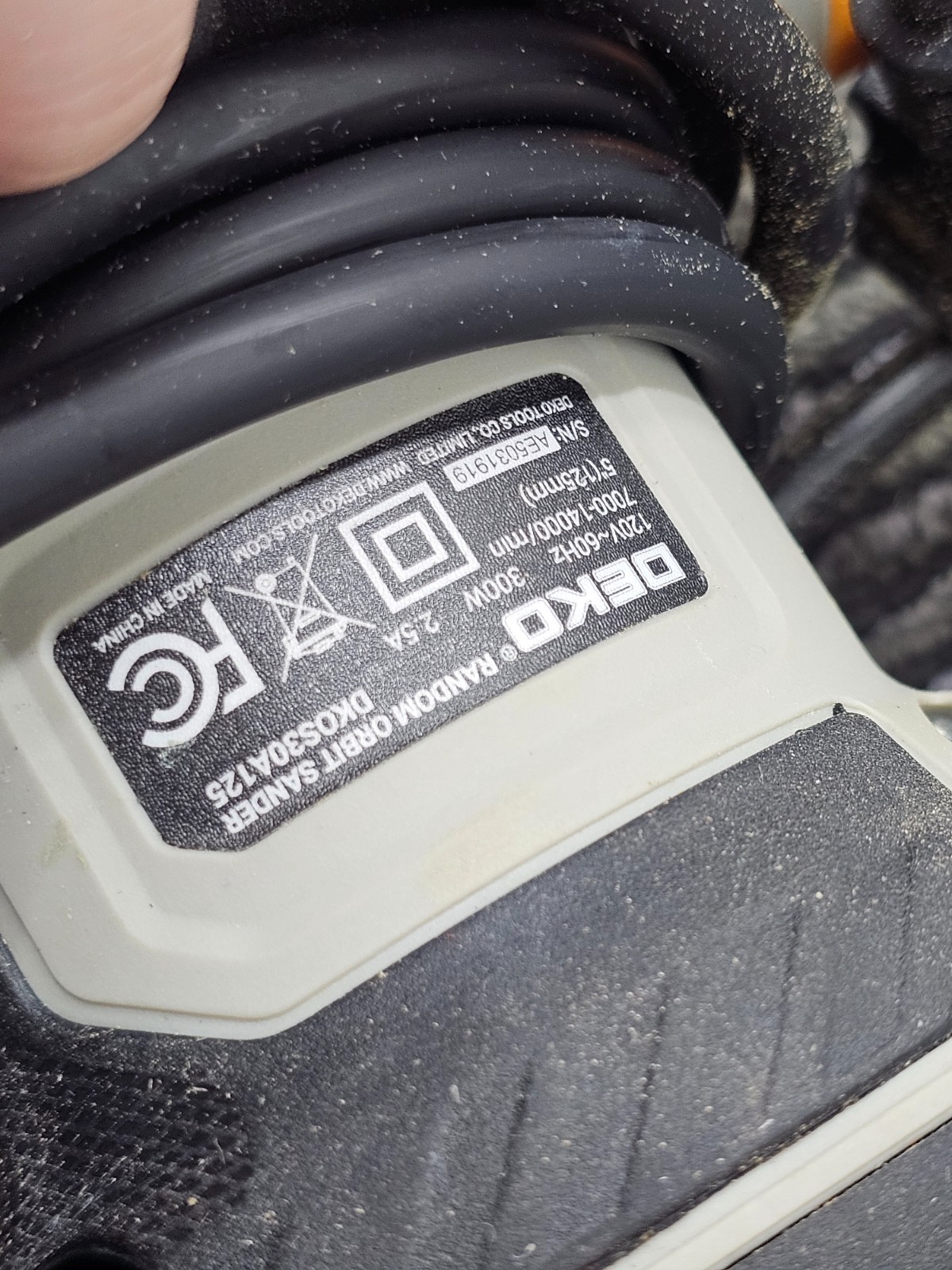 Deko DKOS30A125 300W Orbital Sander Sanding 14000RPM Sandpaper 125mm 2.5A 60Hz