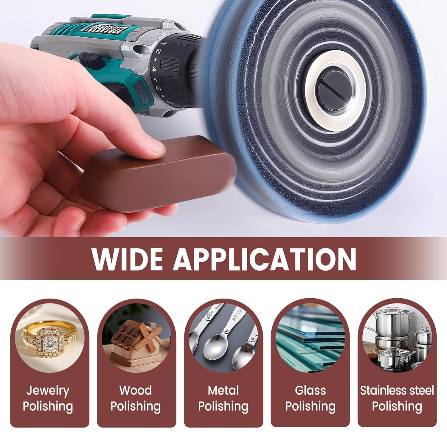8PCS 6 Inch Buffing & Polishing Wheel Kit for Bench Grinder, 1/2″ Arbor Hole, De