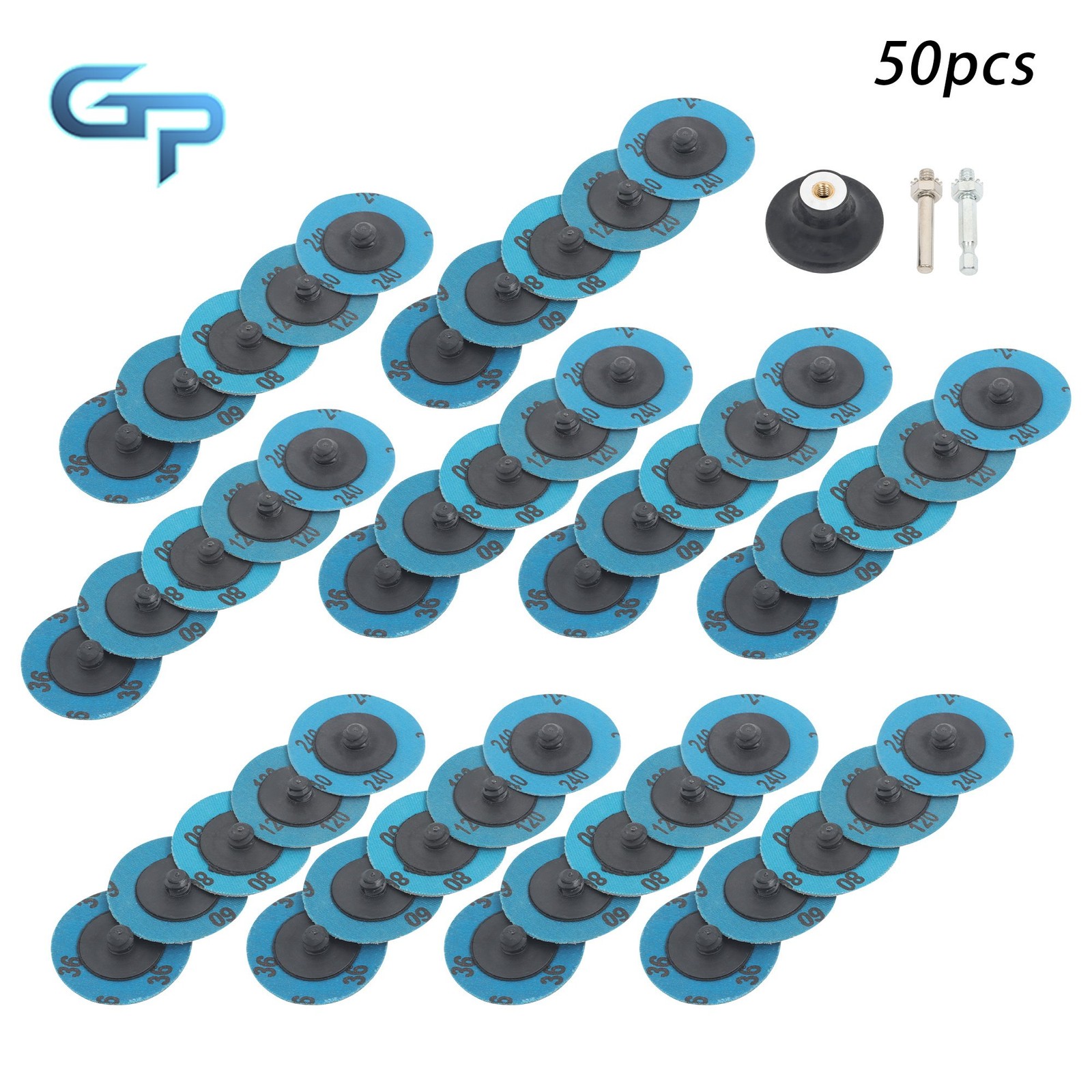 50 PCS 2 Inch 36/60/80/120/240 Grit Roll Lock Sanding Discs for Die Grinder