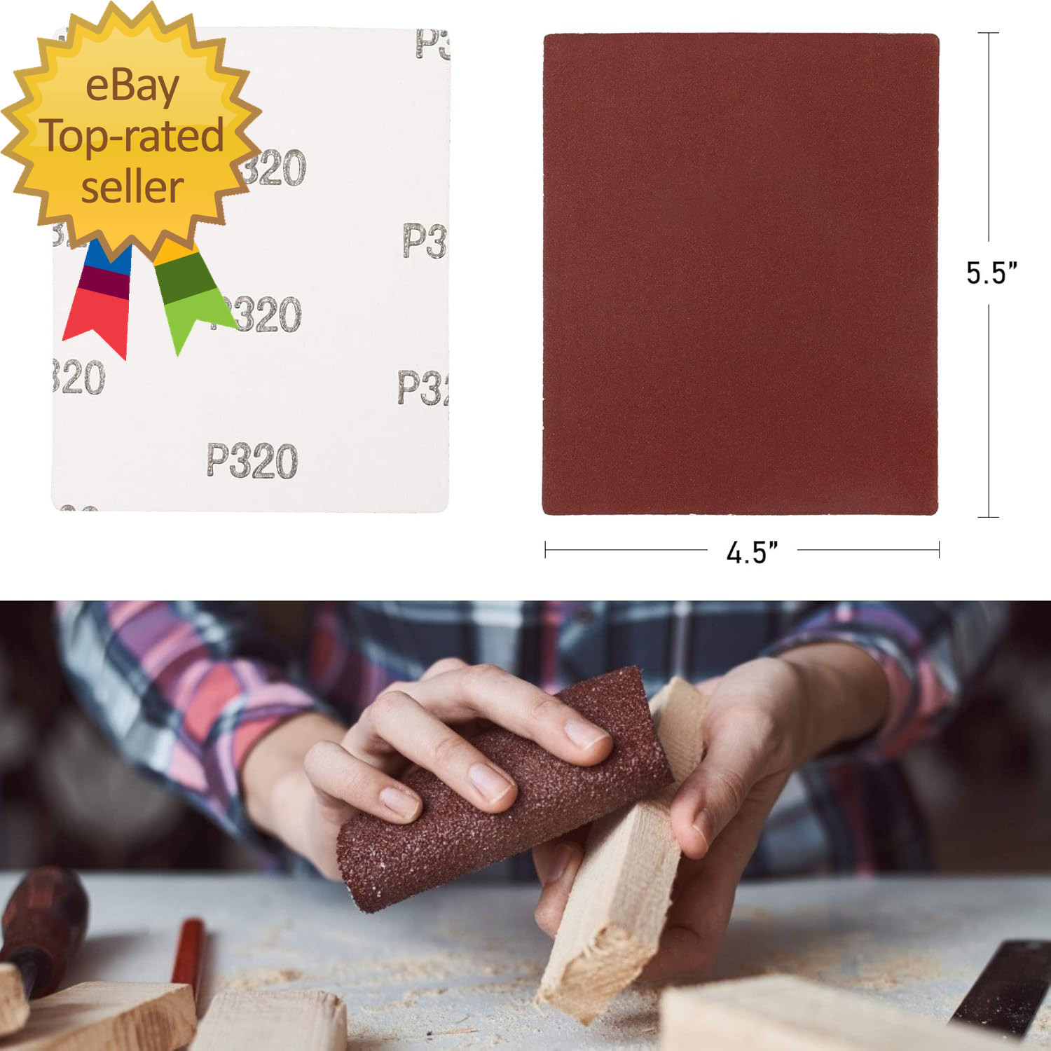 1/4 Sheet Sandpaper for Palm Sander 50PCS 60 80 120 180 240 320 400 600 800 1000