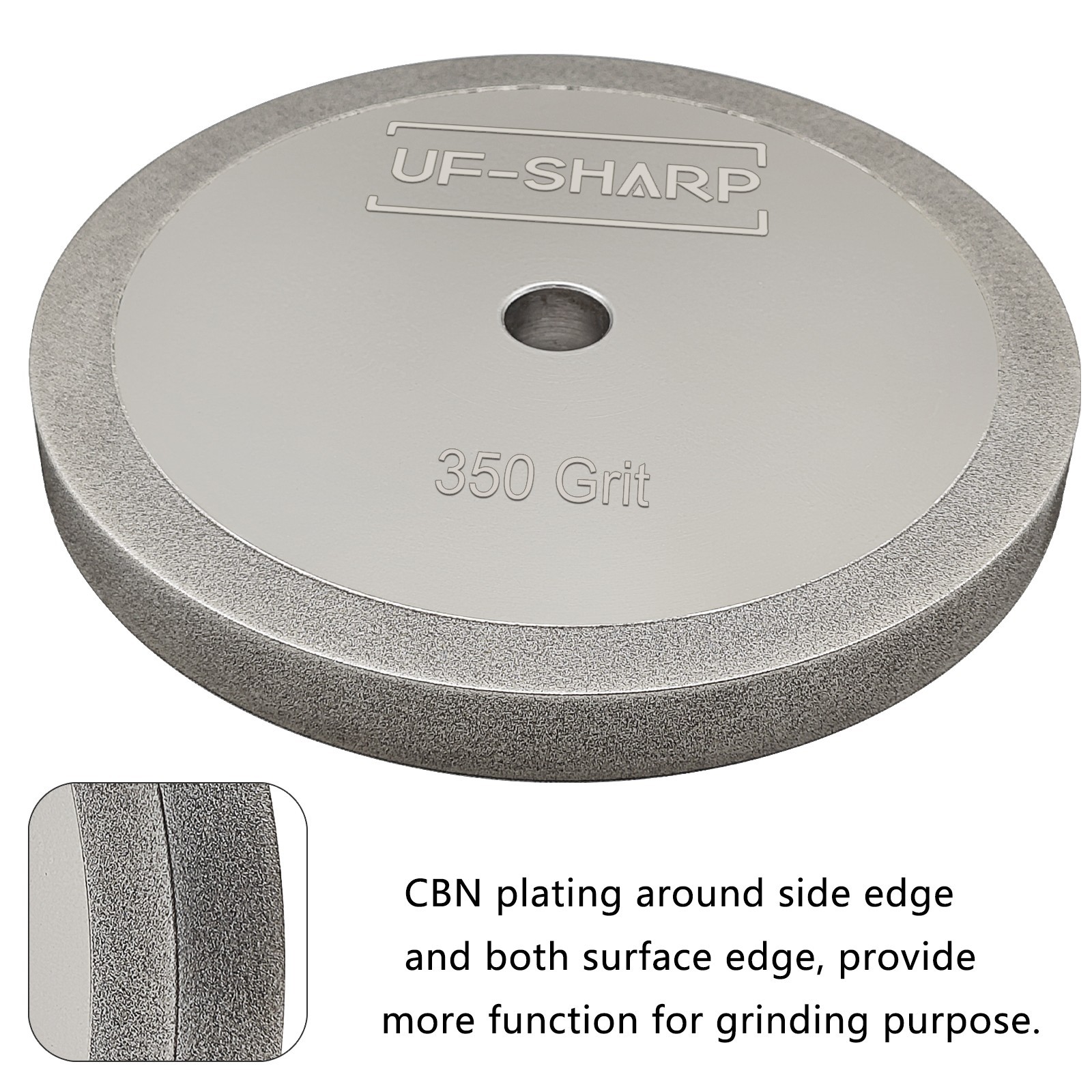 CBN Grinding Wheel for Twice as Sharp, 350 Grit, 5″ Dia, 1/2″ Thick, 1/2″ Arbor