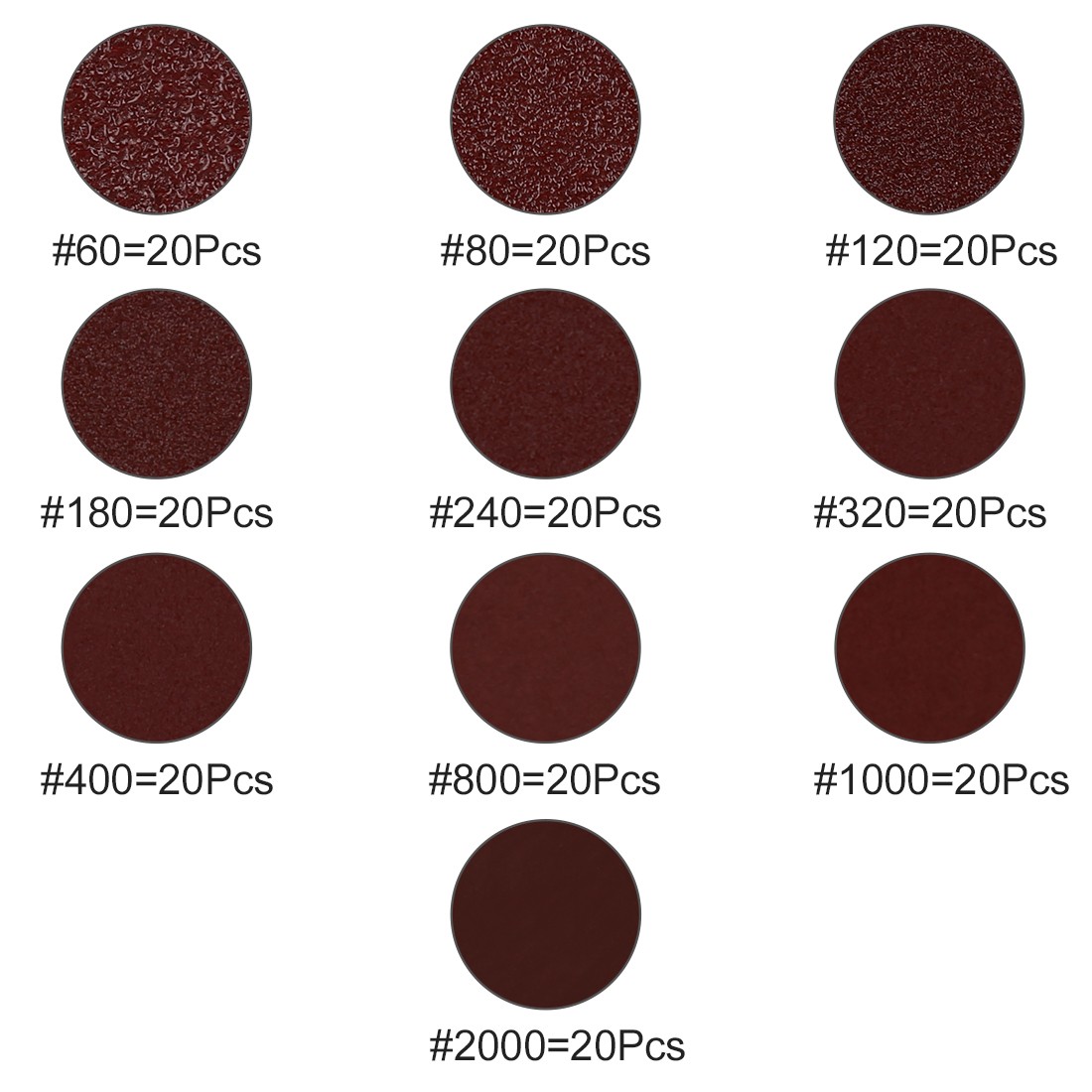 200pcs 2 Inch Hook and Loop Sanding Discs Pads 60 80 120 180 240 Grits Sandpaper