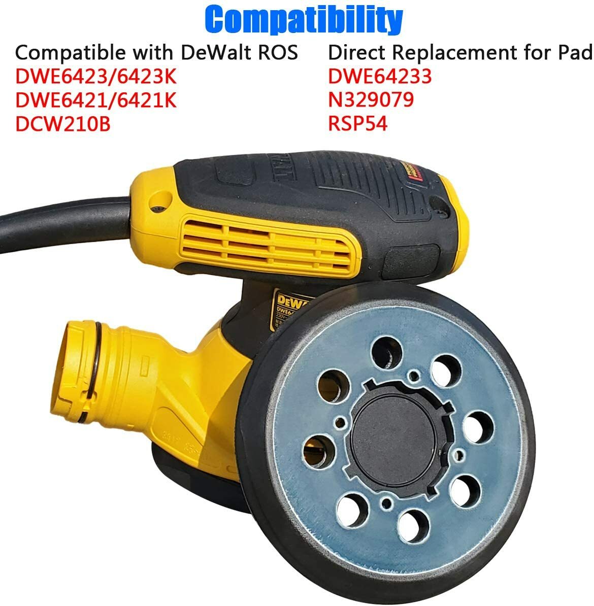 2x 5″ Hook Loop Orbital Sander Pad 4-Screw for Dewalt Makita DWE64233 N329079
