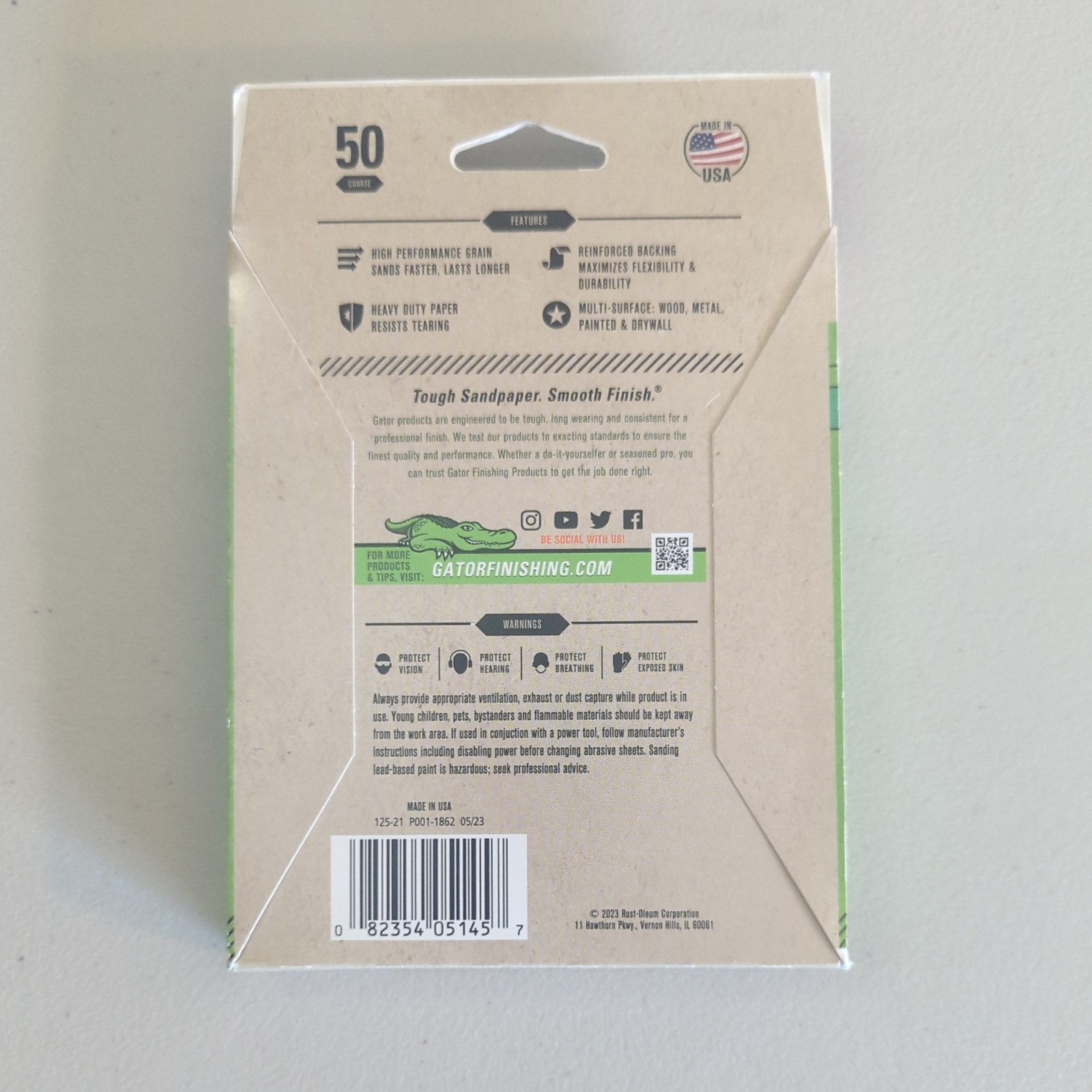 Gator – Palm Sander Sandpaper – 50 grit – 20 sheets – 1/4sheet – 4.5″ x 5.5″