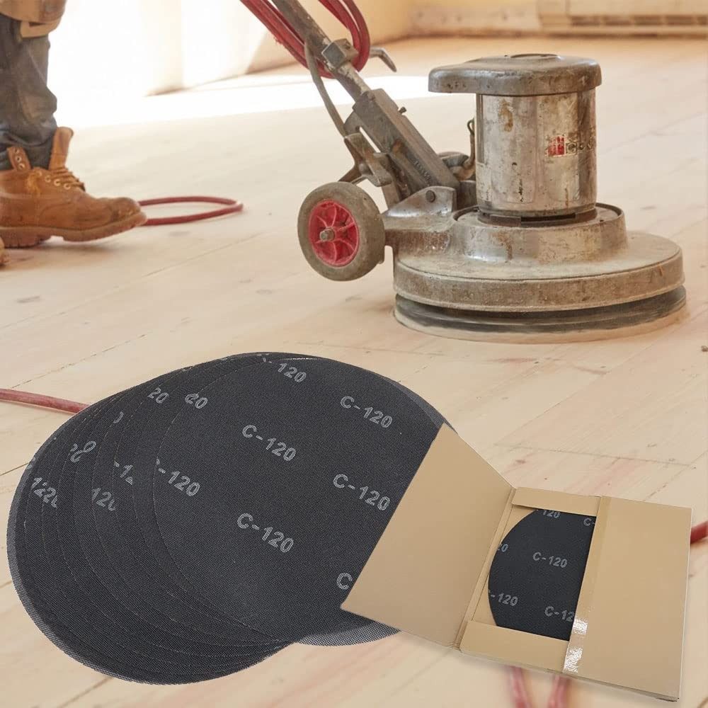 10 PCS 17 Inch Sanding Screen Discs Black Silicon Carbide 120 Grit Wood Floor