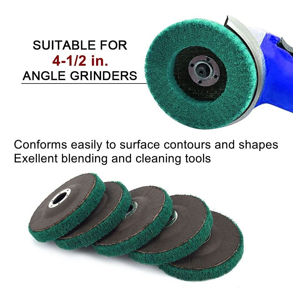 4-1/2″ 115mm Green Nylon Fiber Polishing Wheel Type 27 for Die Grinder 180 Grit