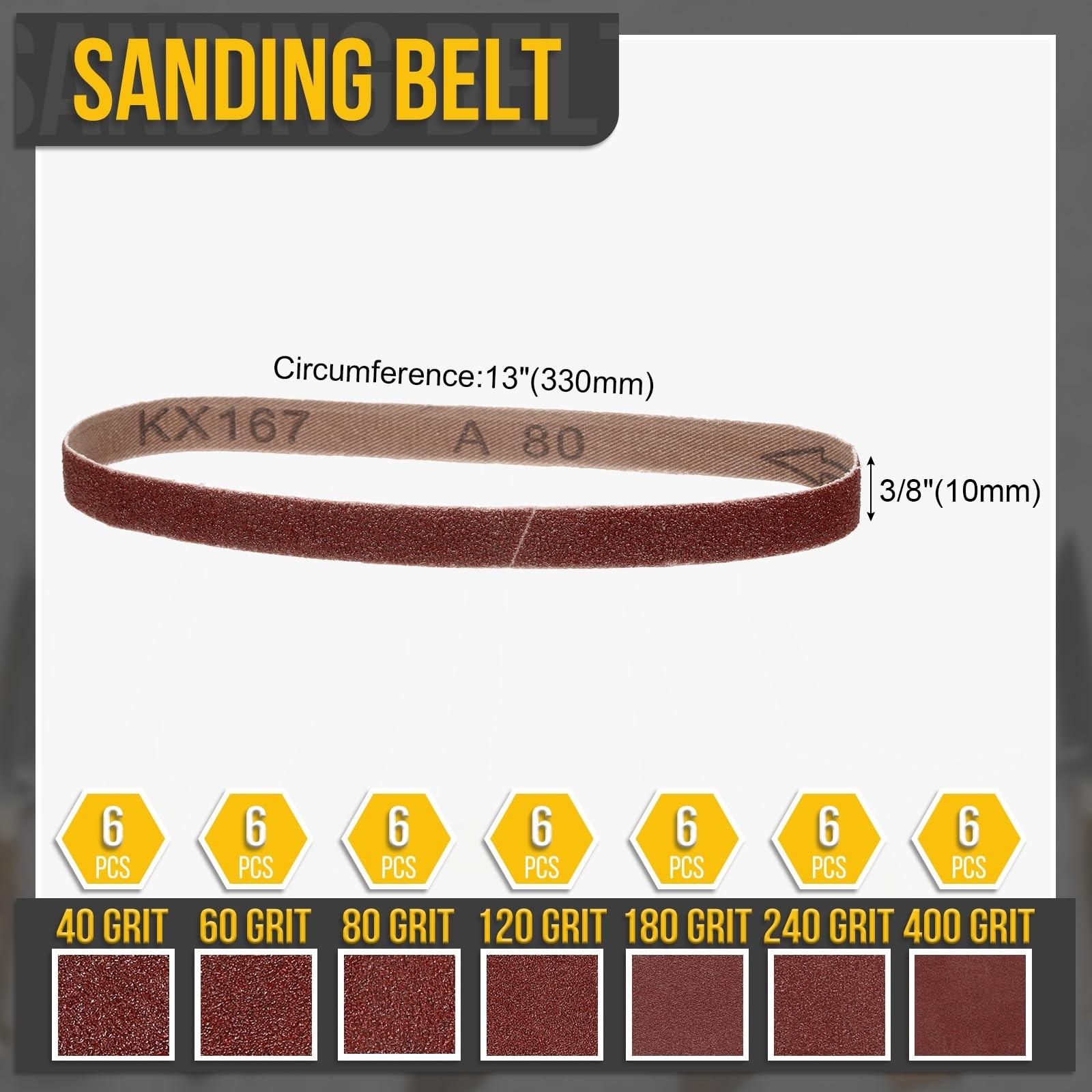 CoCud 3/8 x 13 Inch Sanding x 13 Inch(40/60/80/120/180/240/400 Grit)