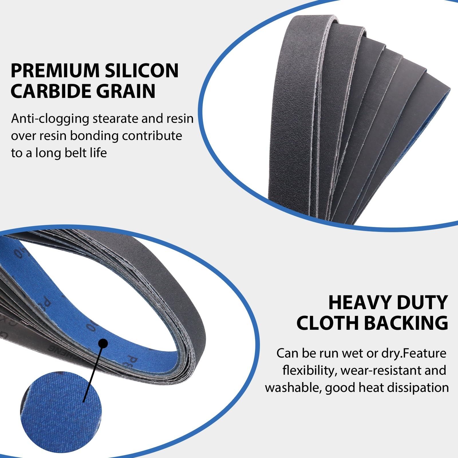 18 Pack 1×42-inch Silicon Carbide Sanding Belts 3 Each of 120-1000 Grits
