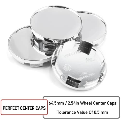 RT 4pcs 2.5in Wheel Center Caps OD: 64.5mm / 2.54″, ID: 58mm / 2.28″ Chrome