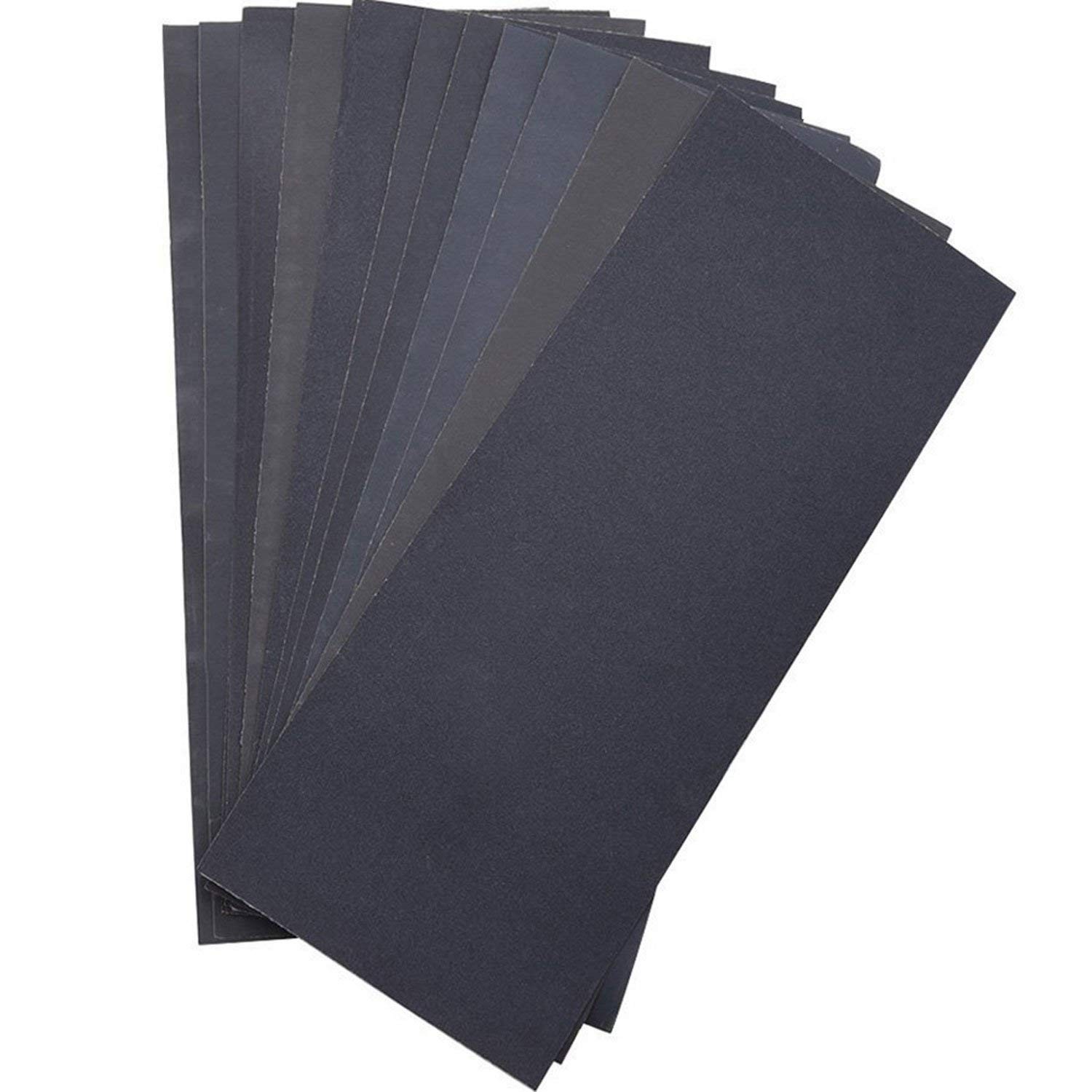 LANHU Abrasive Dry Wet Waterproof Sandpaper Sheets 9 x 3.6 Inch, Grey shades