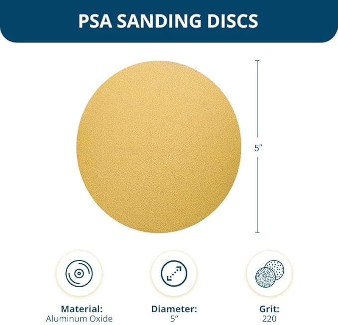Benchmark Abrasives PSA Gold 5 Inch Self Adhesive Sanding Discs 5 inch,