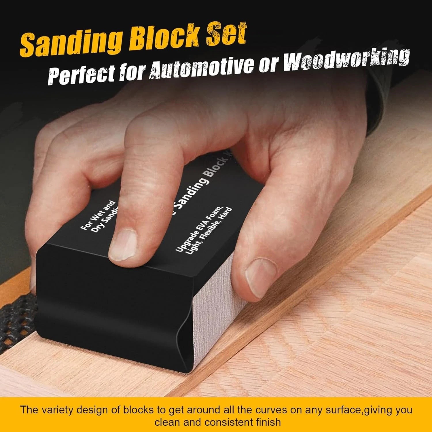 7Pc Sanding Block Kit Flexible EVA Foam Wet or Dry for Automotive or Woodwork