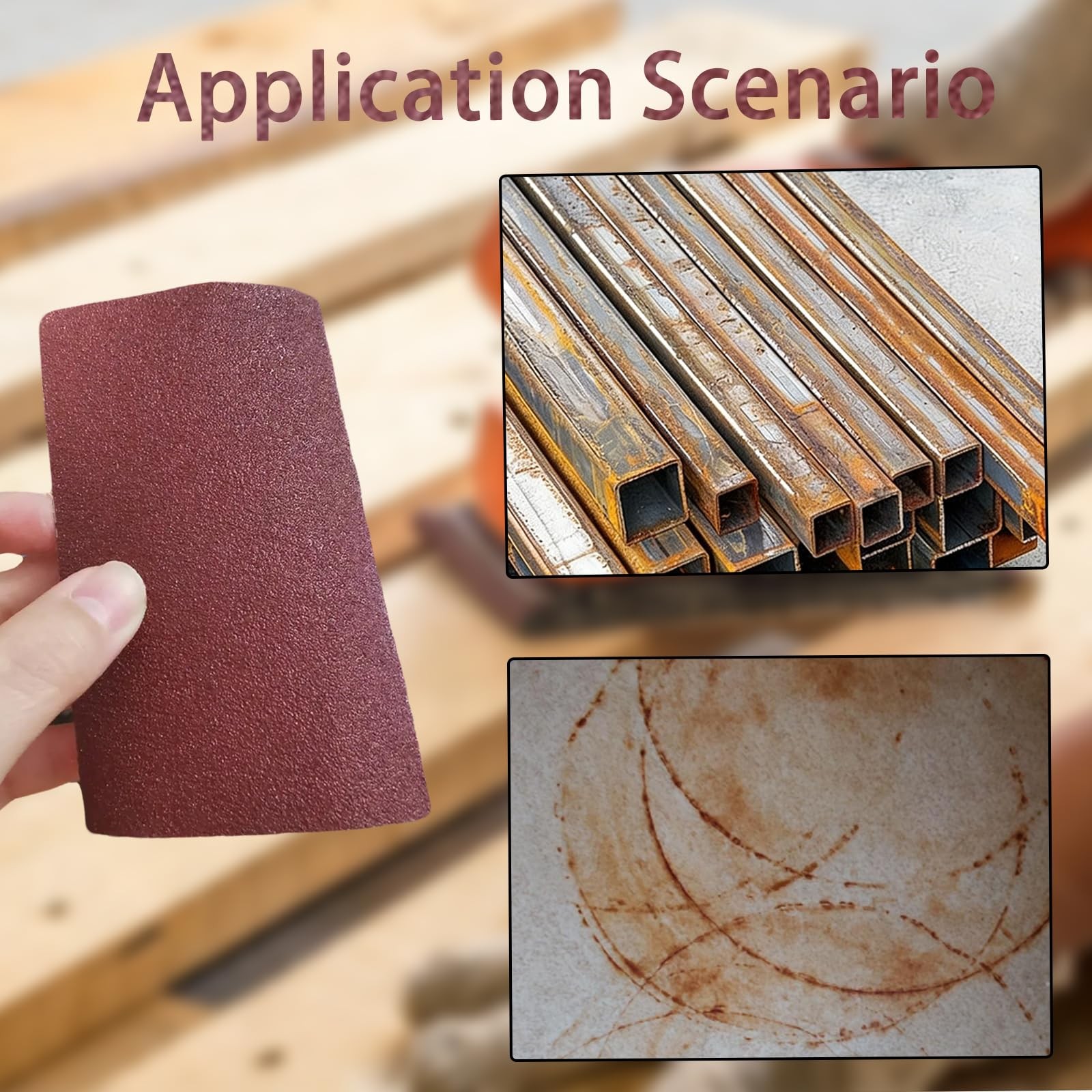 50 Pcs 1/4 Sheet Sandpaper for Palm Sander, 5.5″ x 4.5″ Premium Sand Paper 80