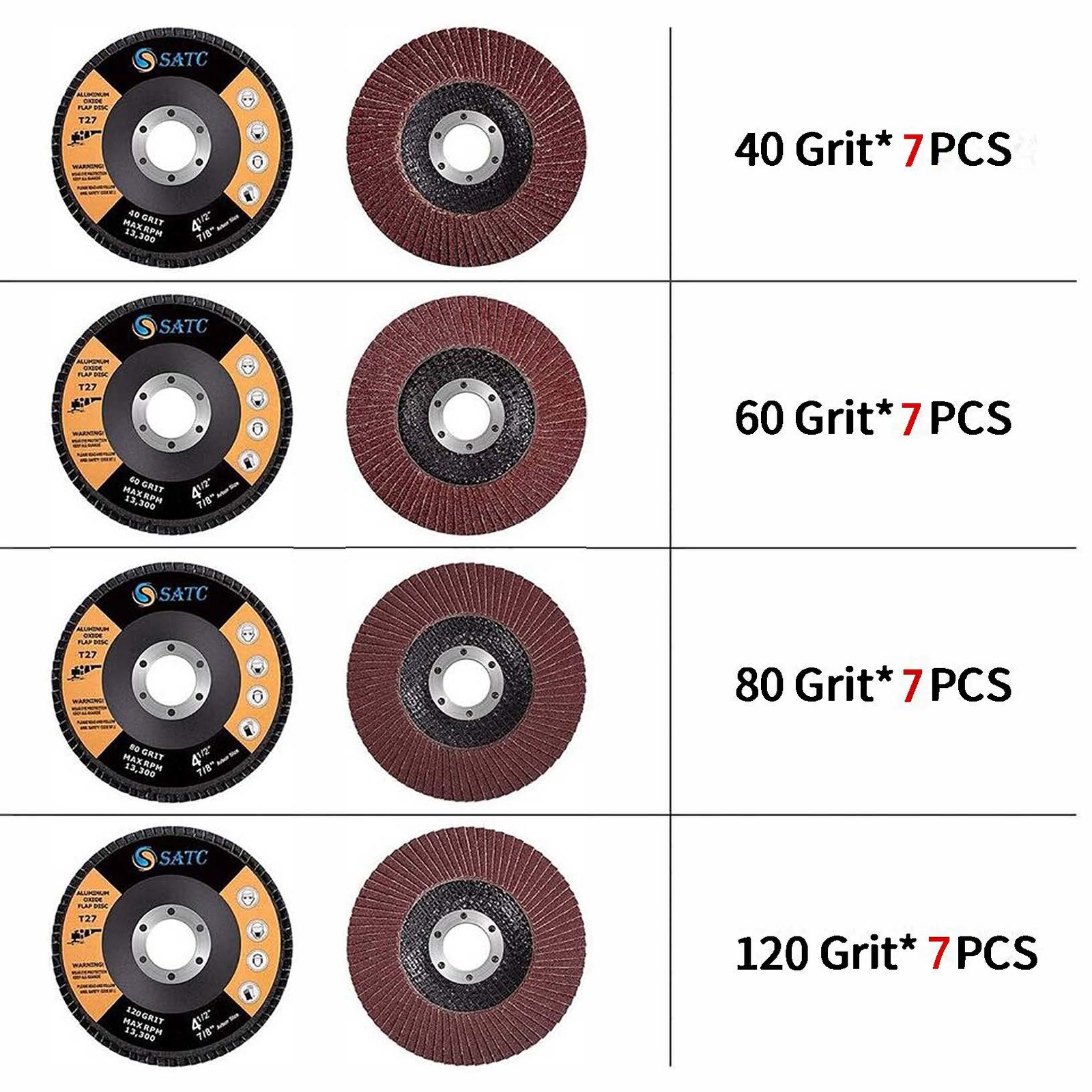 28 Pcs 4.5 Inch 40 60 80 120Grit Aluminum Oxide Flap Disc Grinding Wheel Sanding