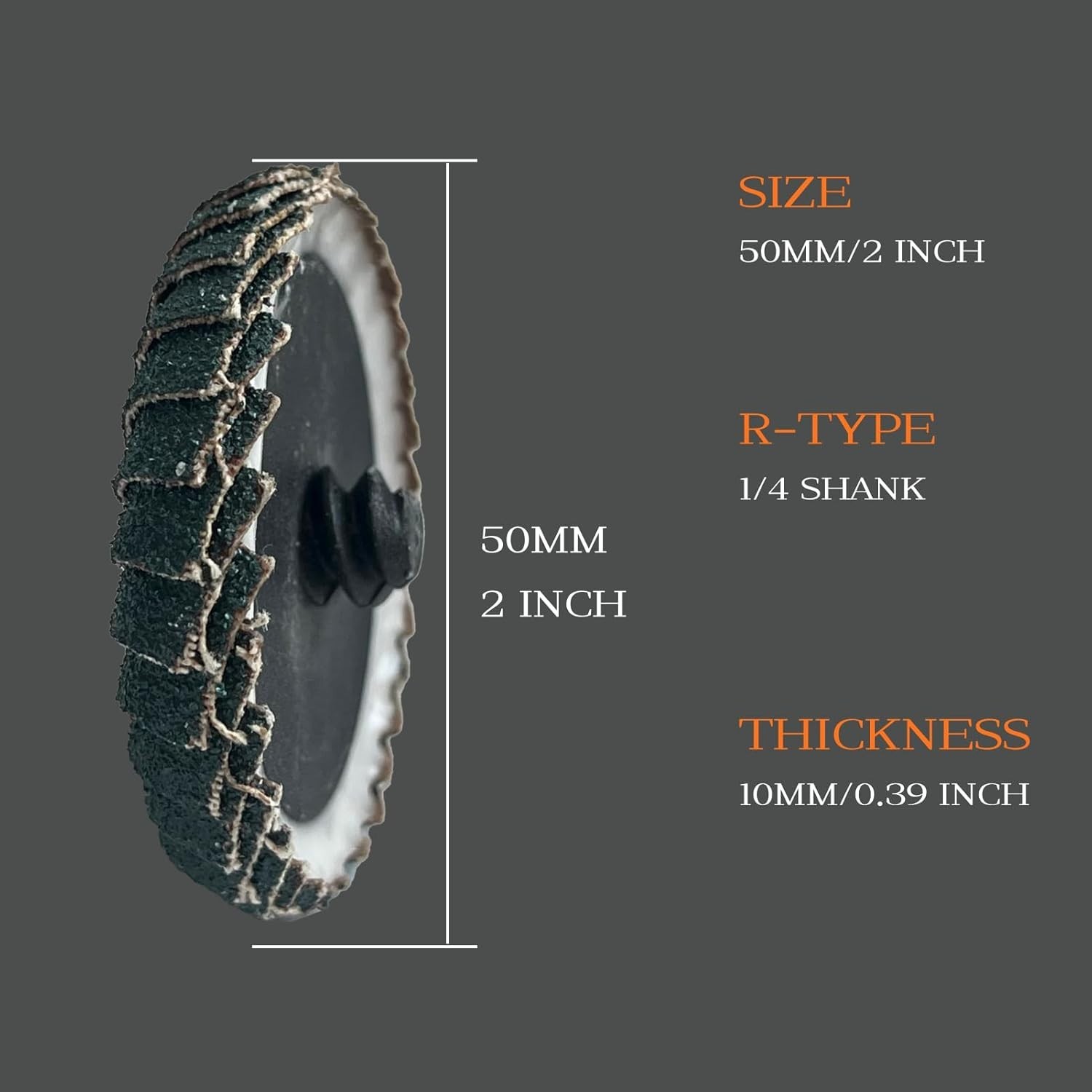 10 PCS 2″ 60 Grit Curved Flap Discs with 1/4″ Holder for Die Metal Wood Grinding