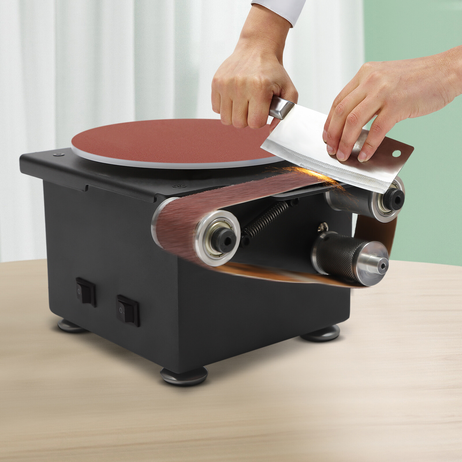 6inch Mini Belt Disc Sander Edge Sharpener Electric Bench Polisher Tools Kit