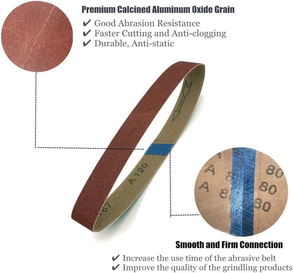 Sanding Belt Aluminum Oxide Mini Sander Paper Belts 40 Grit 24 Pack 3/8 x13 in