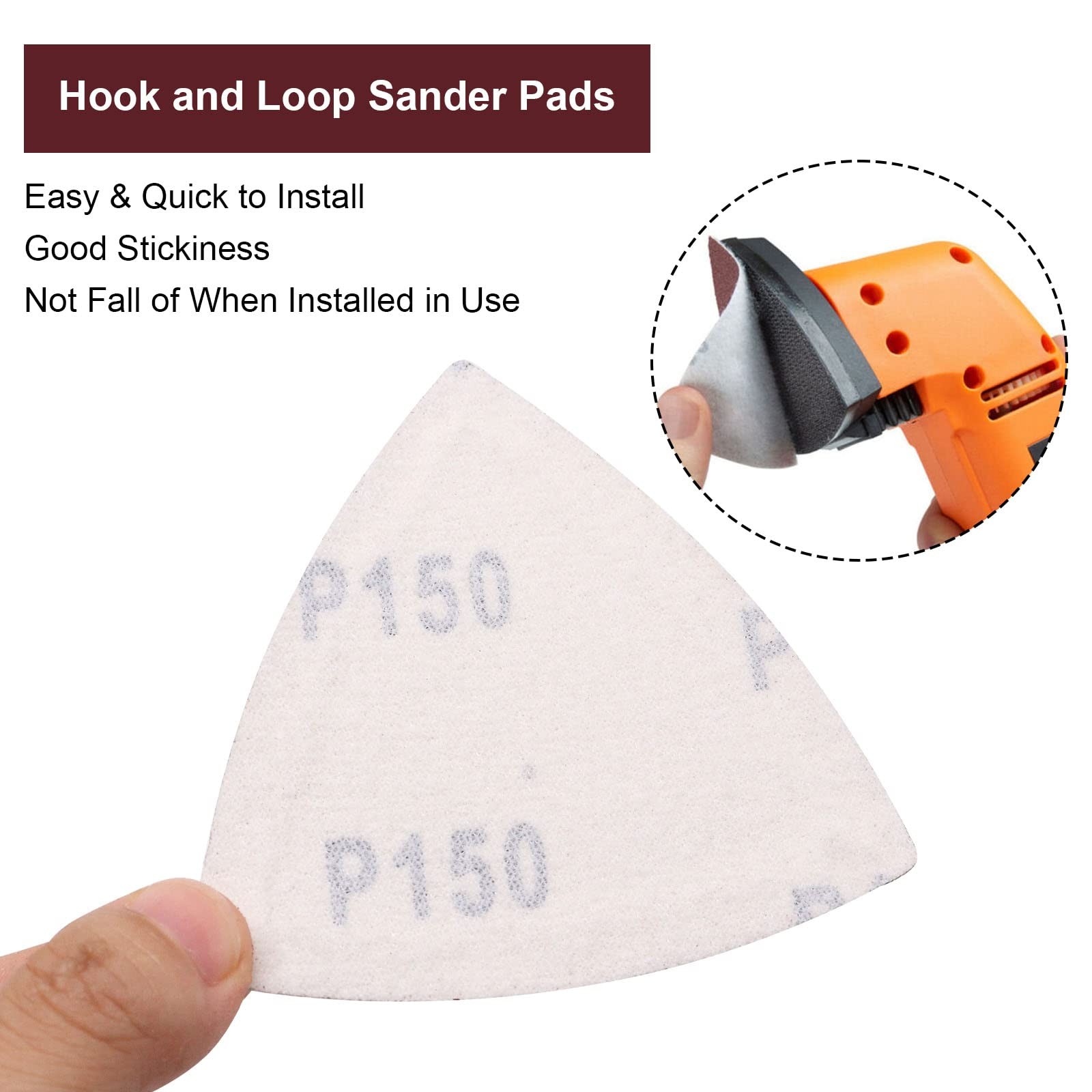 120 Pcs Triangle Sanding Pads, 150 Grits Detail Sander Sandpaper Hook and Loo…