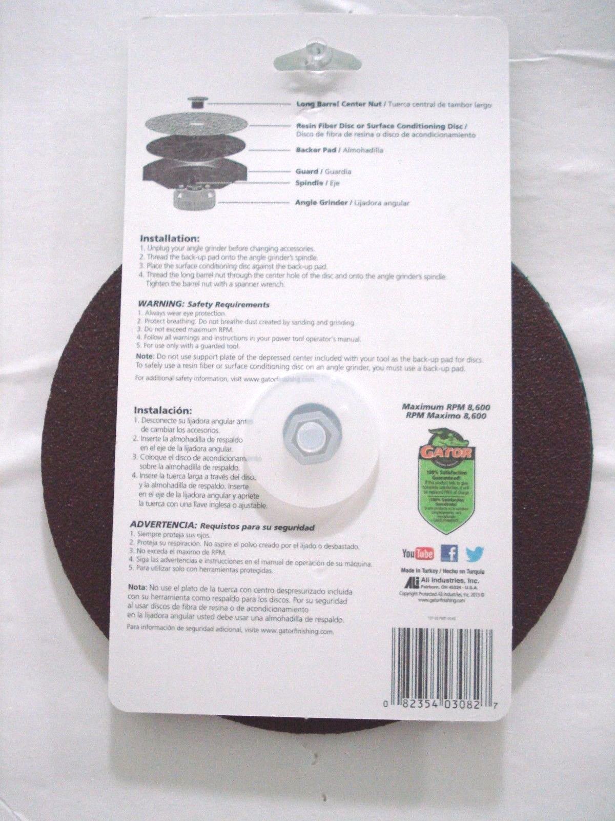 Gator Power 7″ Fiber Discs 50 Coarse # 3082 Pack of 3 Discs New