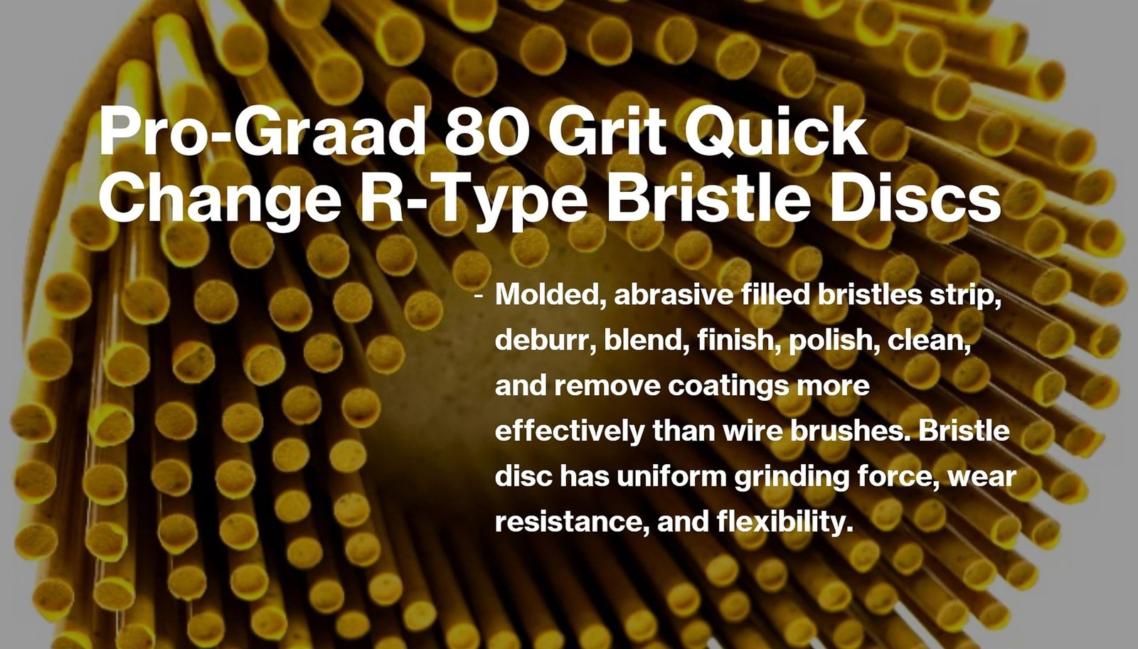 Pro-Graad 10 Pack 2″ 80 Grit Yellow R-Type Bristle Disc | Ceramic-Aluminum Ox…