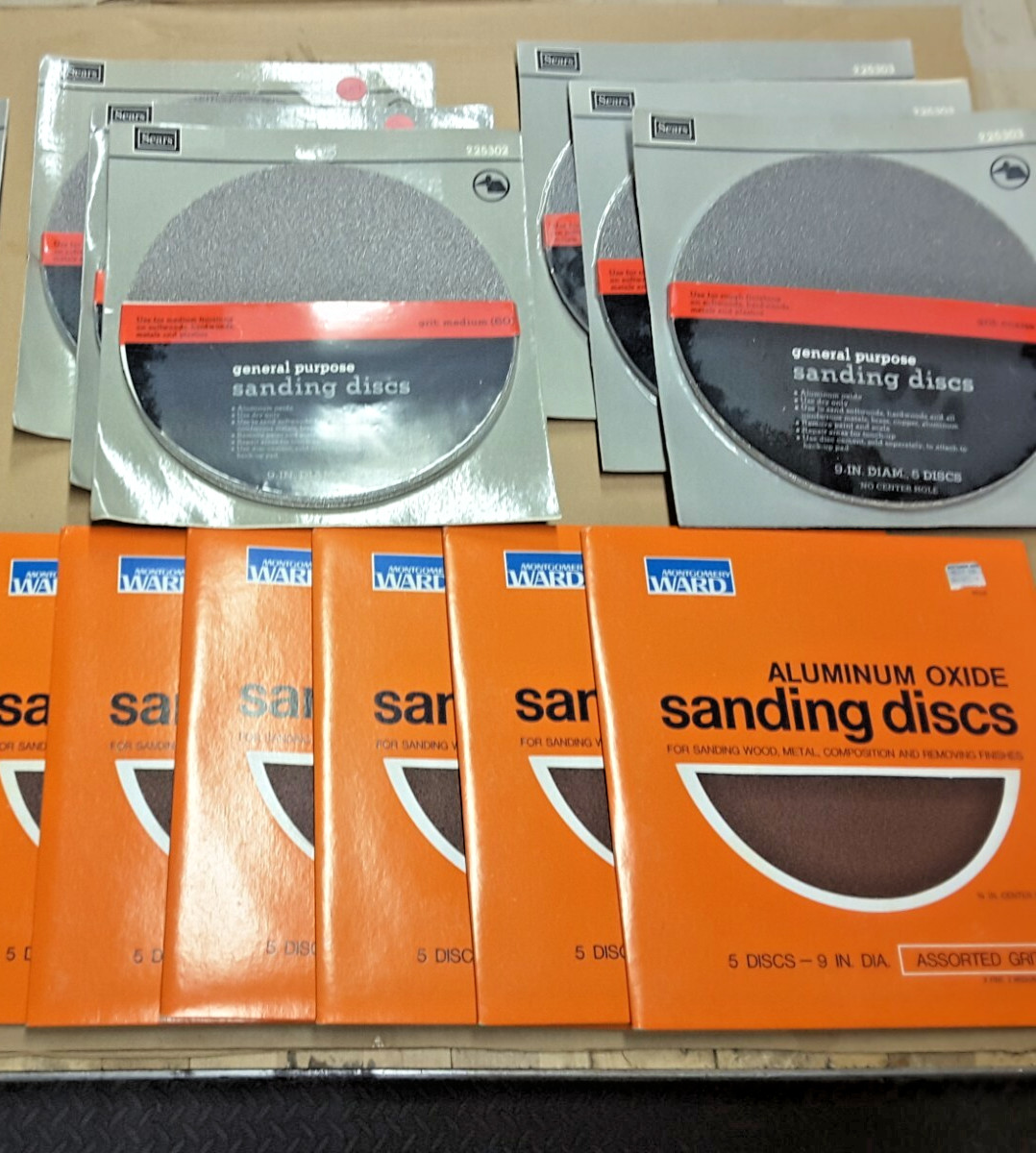 Lot of 9″ sanding discs – See description (12 pkgs. total)