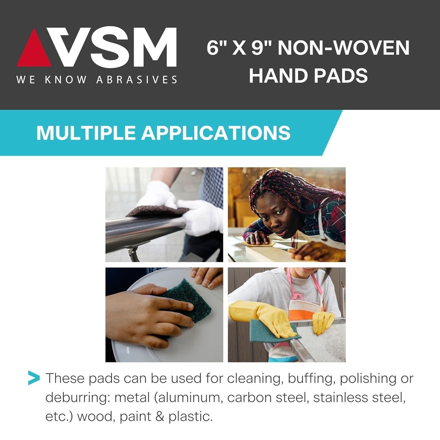 Efficient 10-Pack Maroon 6″ x 9″ Hand Pads – Non-Woven for Finishing & Cleaning