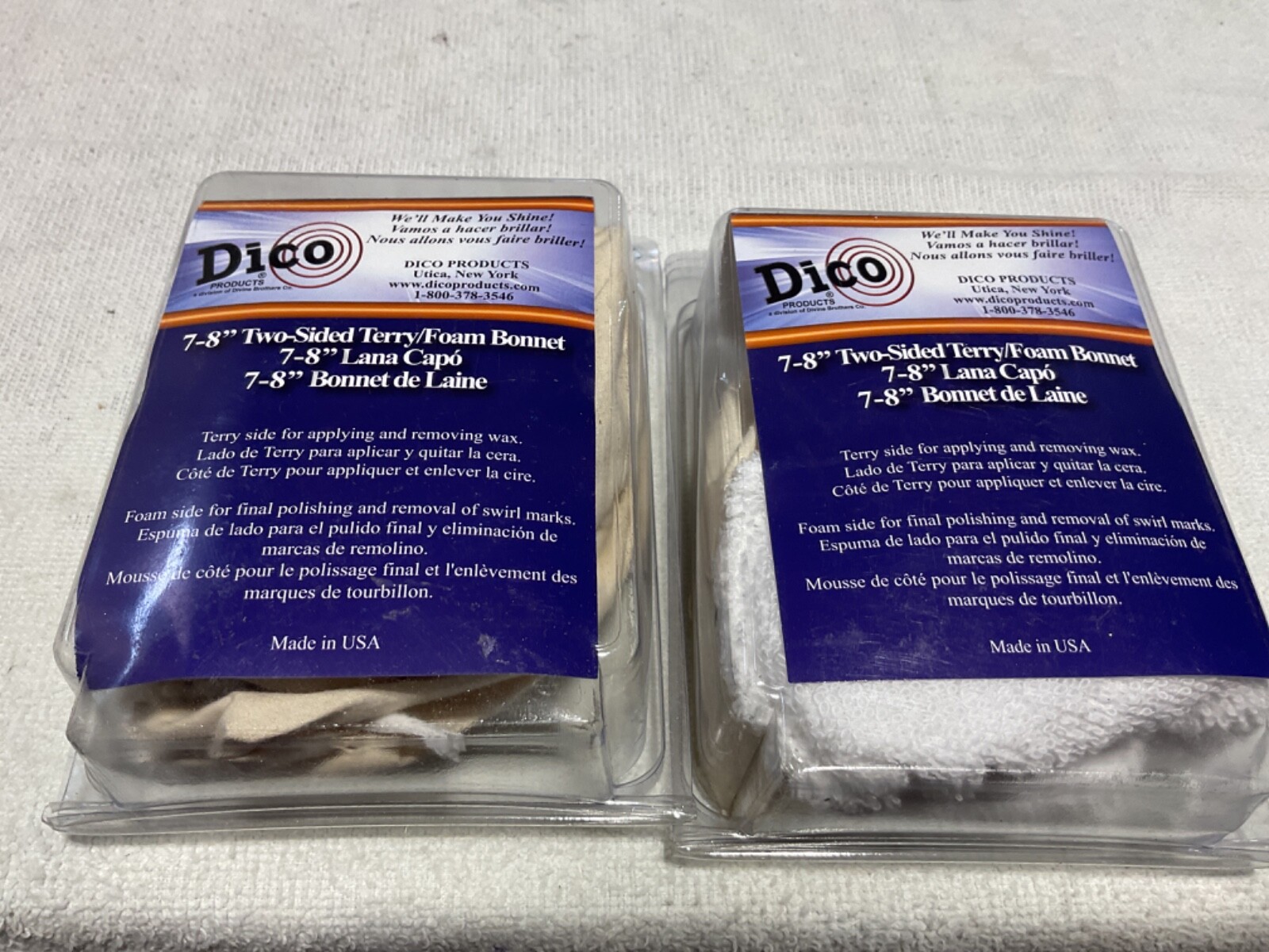 DICO #7410861 7″-8″ TERRY/FOAM TIE ON BONNET LOT OF 2 BRAND NEW IN PACKAGE