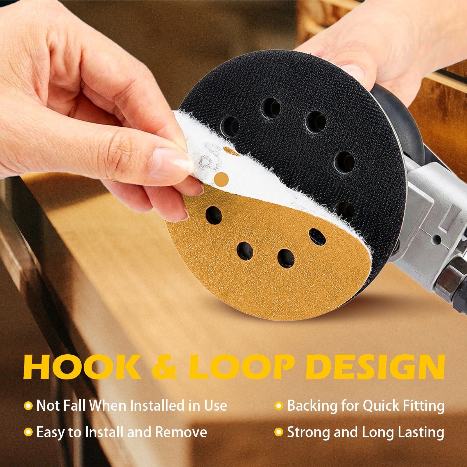 50-PACK 5 inch Sanding Discs 8-Hole Hook Loop for Orbital Sander Paper 120 Grit