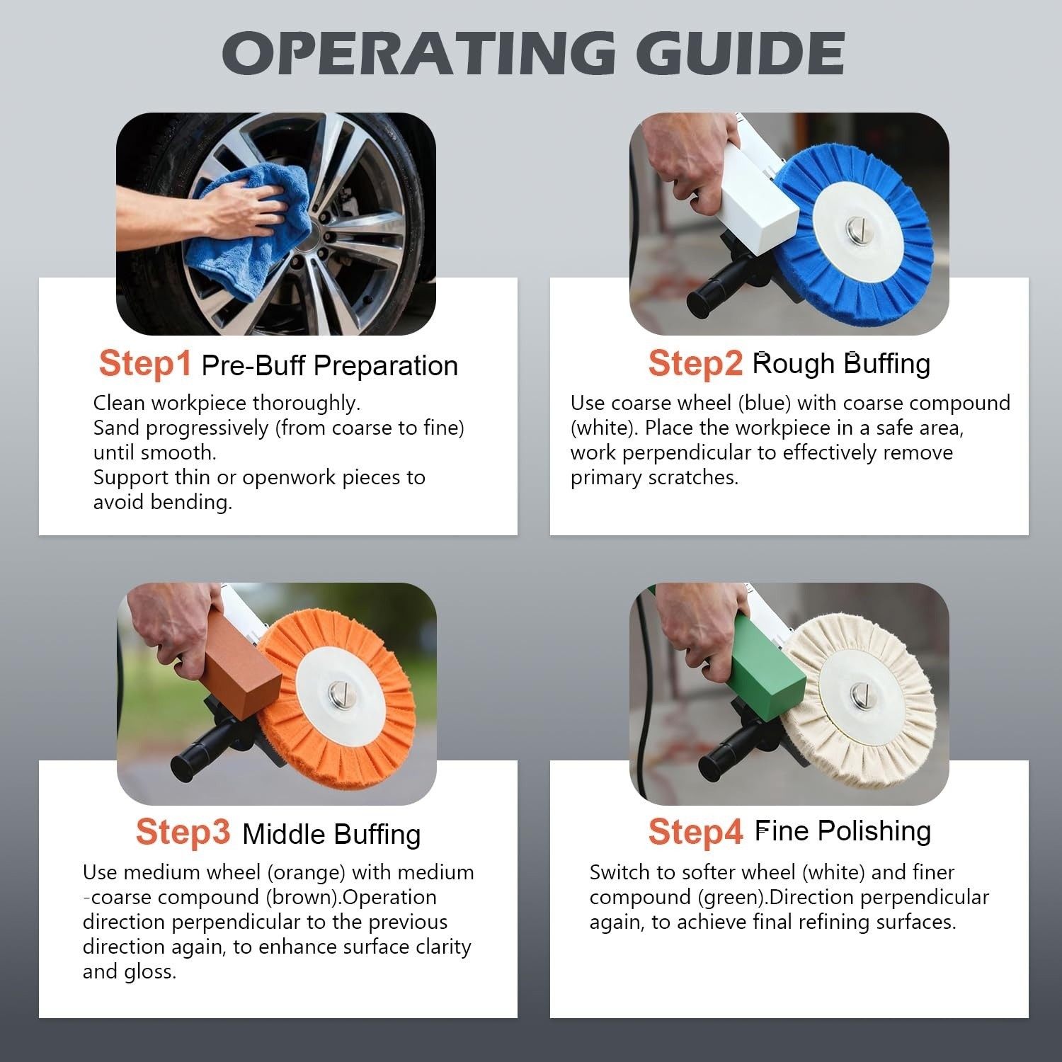 9 Pcs 8Inch Airway Buffing Wheel Aluminum Wheel Polishing Kit 5/8″ For Angle