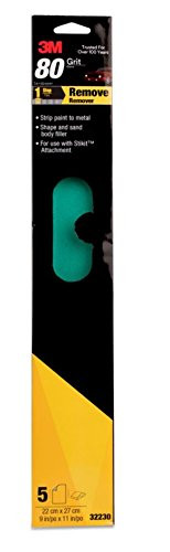 3M 32230 80 Grit Greencorps File Sheet, 2-3/4 in x 16-1/2in, 5 sheets