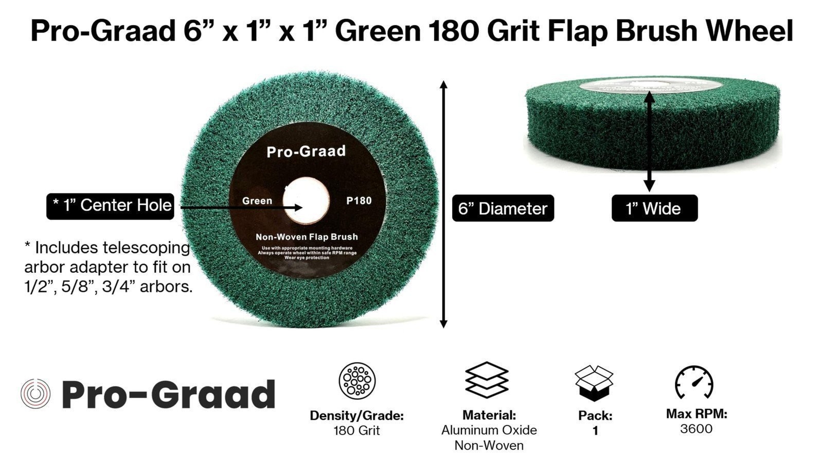Pro-Graad Non-Woven Bench Grinder Polishing Burnishing Finishing Flap Brush Whe