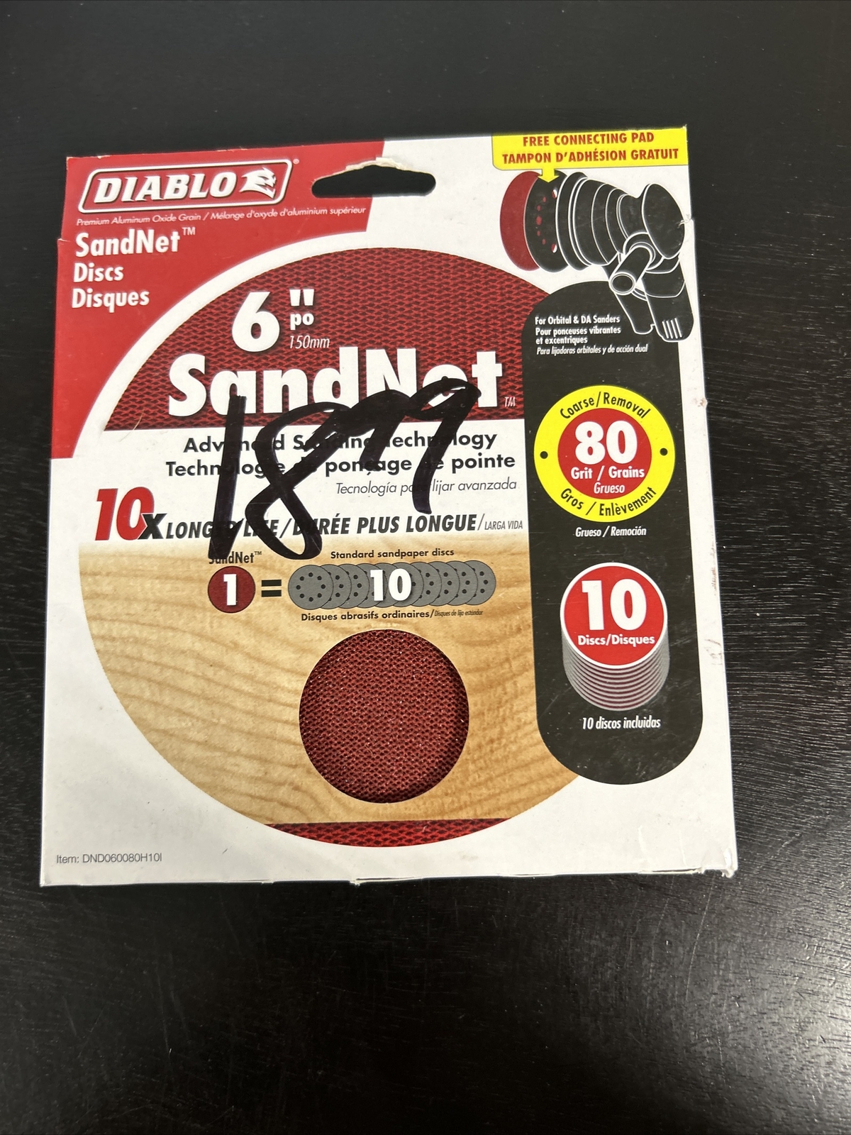 DIABLO 6″ 80 GRIT SANDNET DISCS WITH CONNECTION PAD DND060080H1OI Pack of 10