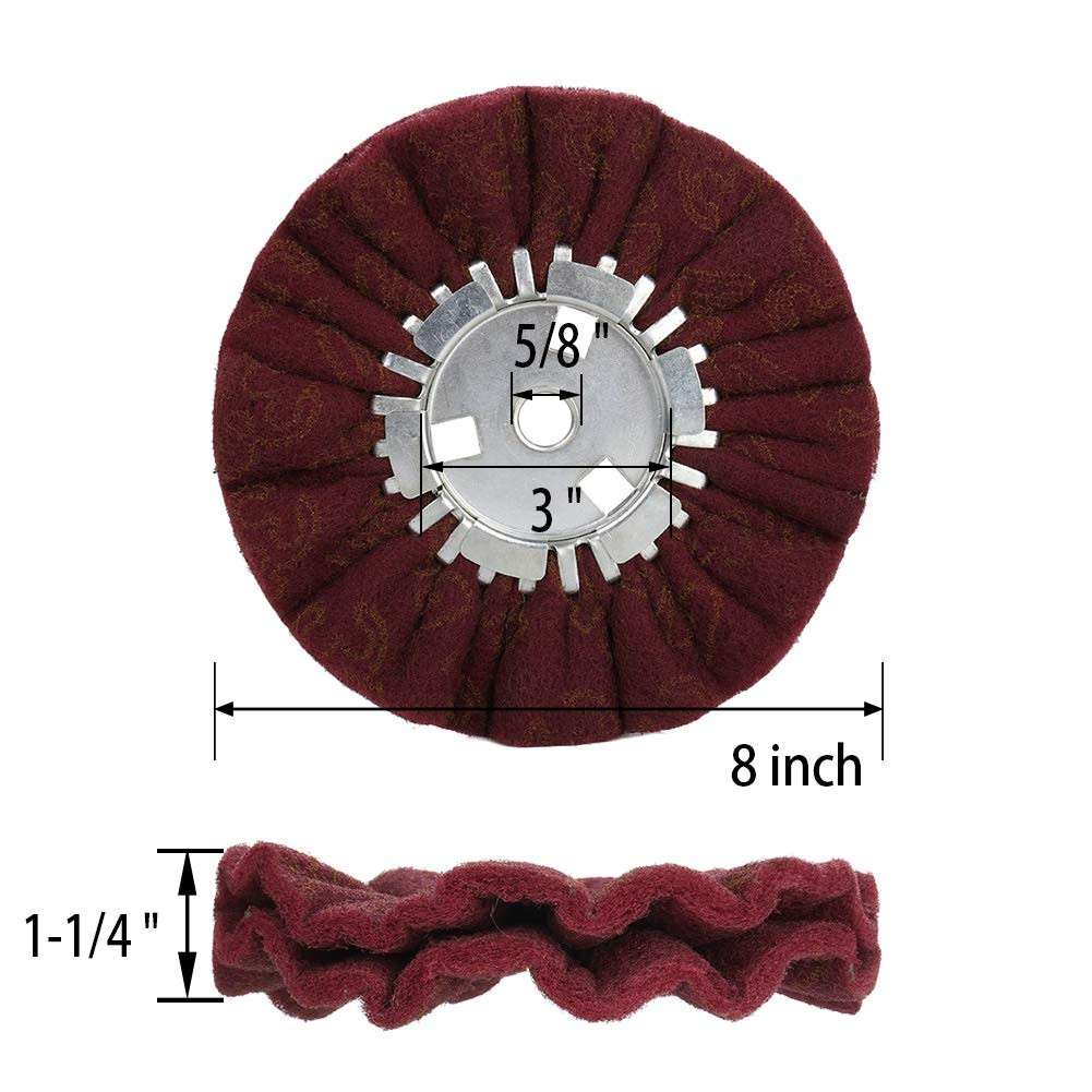 8 Non-Woven Airway Buffing Wheel Coarse Polishing 5/8 Arbor for Angle Grinder