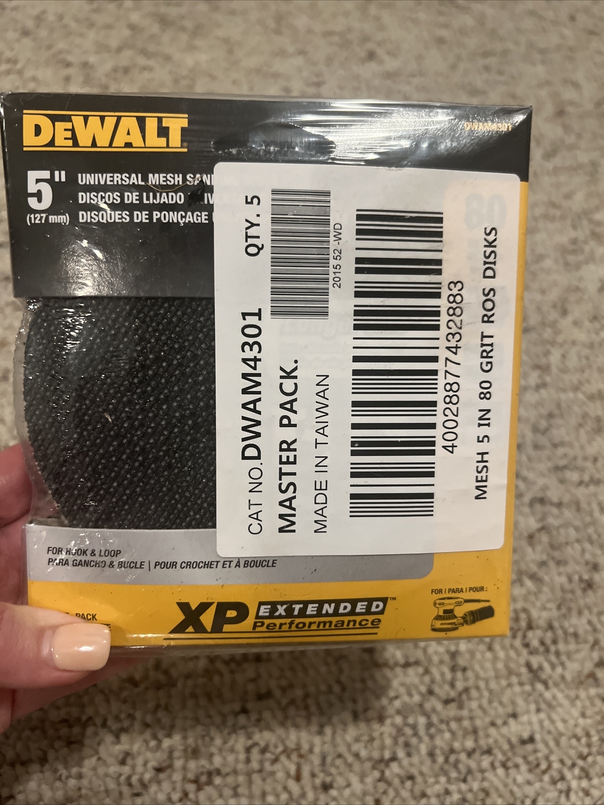 25 sheets NEW DeWalt DWAM4301 Mesh 5 Inch 80 Grit Ros Disks 5 Pack X 5 SEALED