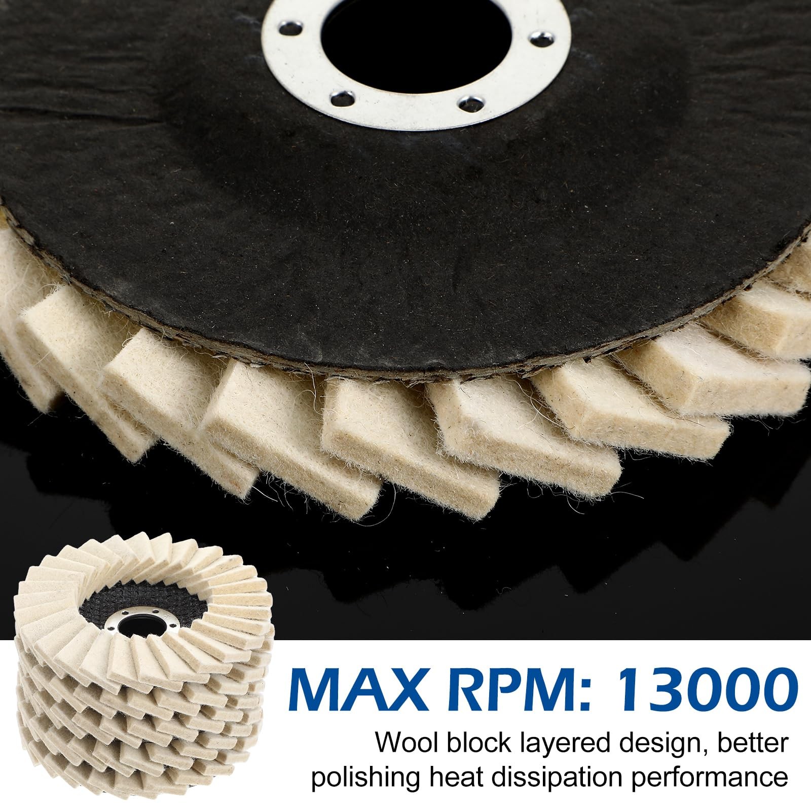 8 Pcs Wool Polishing Wheel Disc Set with Buffing Wheel and Compound, 4 1/2 X 7/8