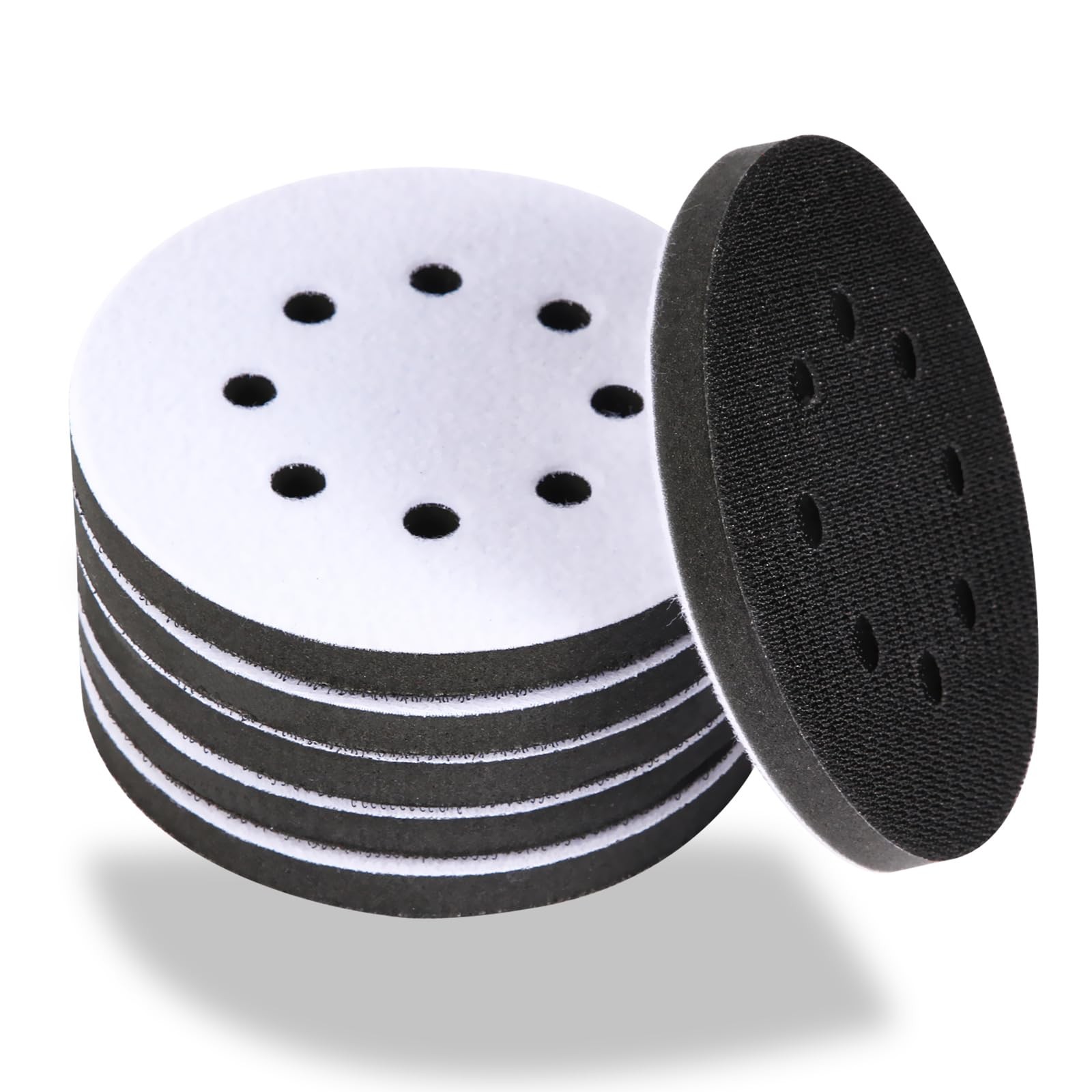 TPSUIPA 6 Pack 5 Inch 8 Hole Foam Sanding Pads, Soft Density Interface Pad, H…