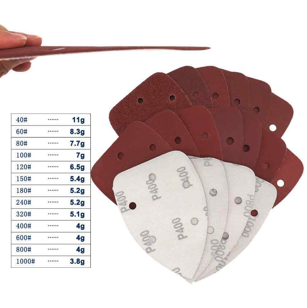 5 Hole Sanding Sheets Triangle Mouse Detail Sander Pads Sandpaper 40-2000 Grit