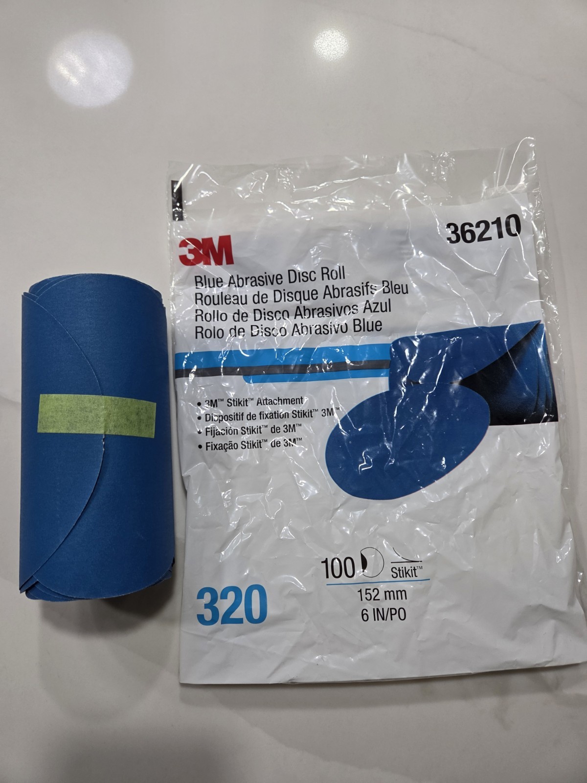 3M 6 Inch Diameter 320 Grit Abrasive Disc Roll -36210 5 rolls