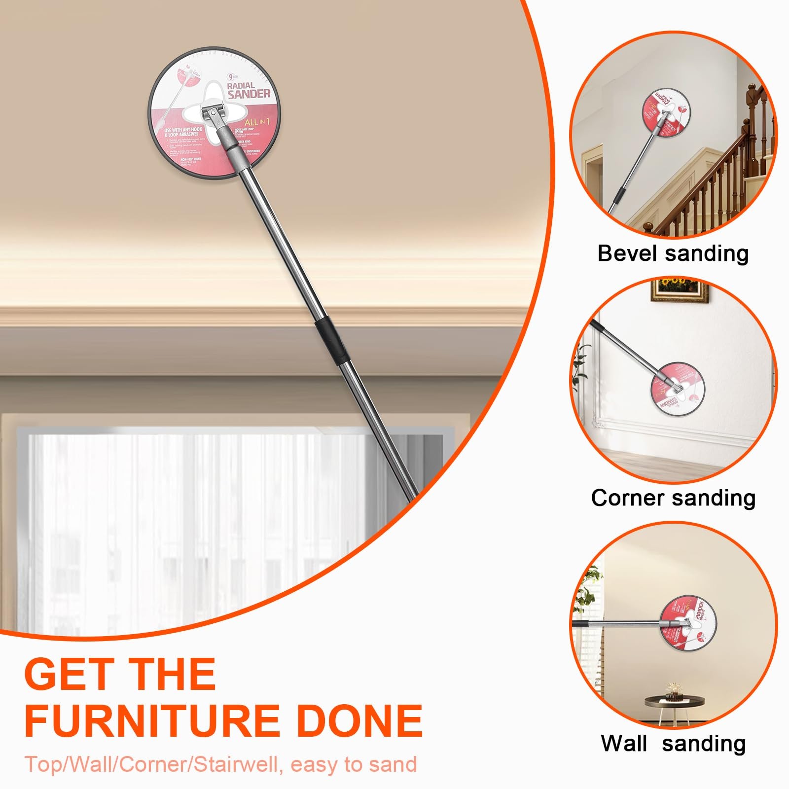 Pole Sander for Drywall, 85 inch Drywall Sander With Extension Pole, Manual Hand