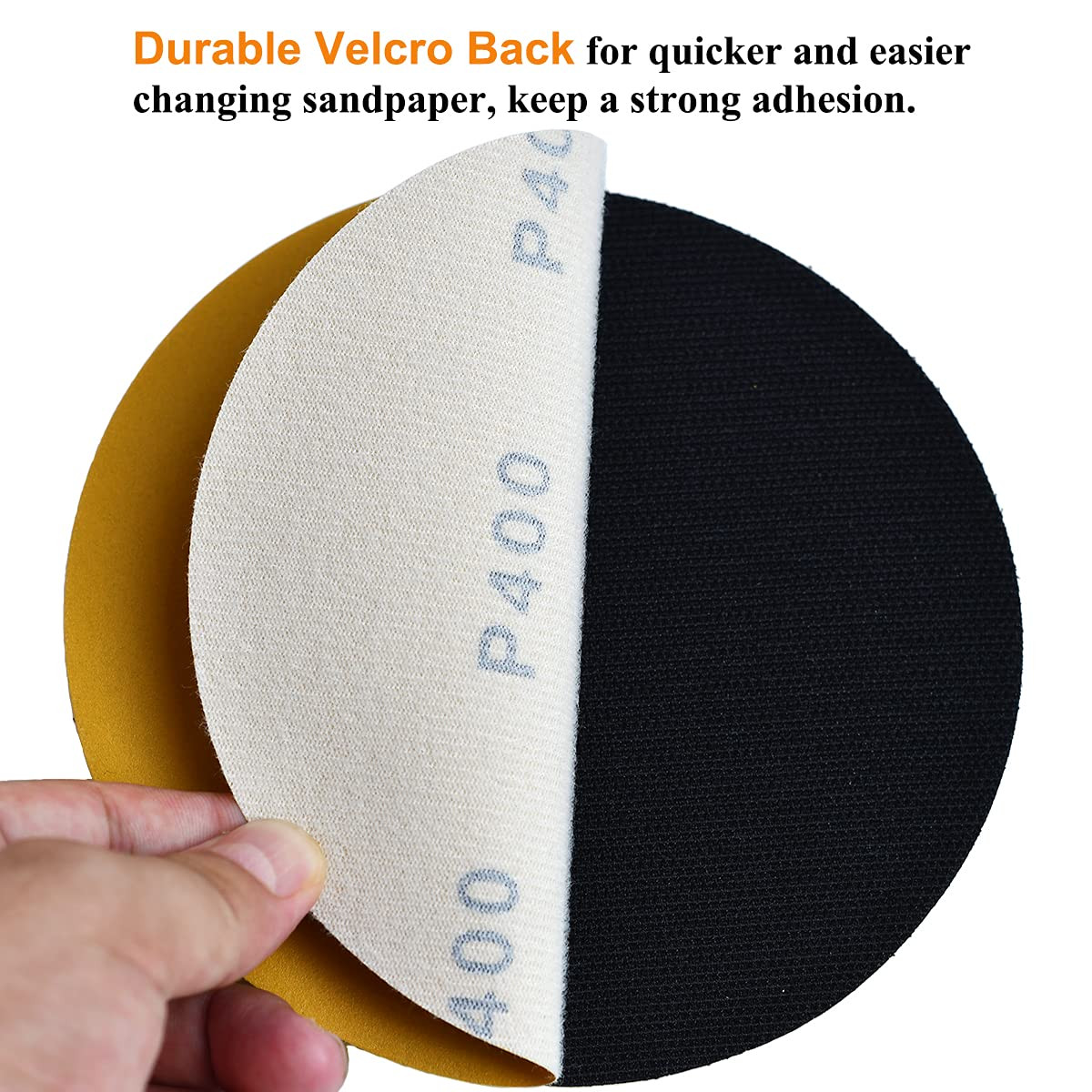 6-Inch No-Hole Hook and Loop Sanding Discs 400-Grit, Random Orbital Sandpaper