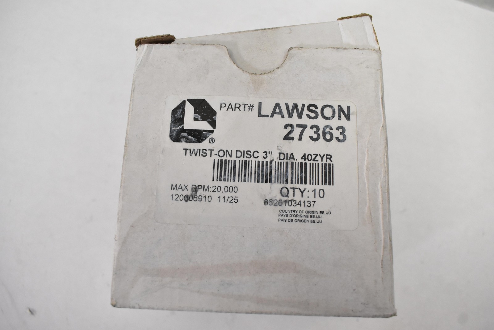 Lawson 27363 3 Inch Sanding Discs 40 Grit Blue Polymer 10 Pack Made In USA