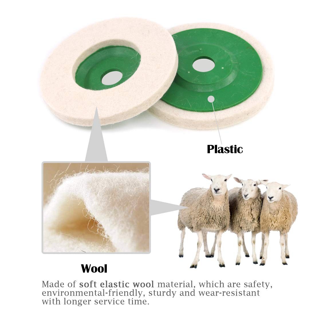 10 Pcs 4 Inch Wool Felt Polishing Wheel Discs for Metal Aluminum Stainless Steel